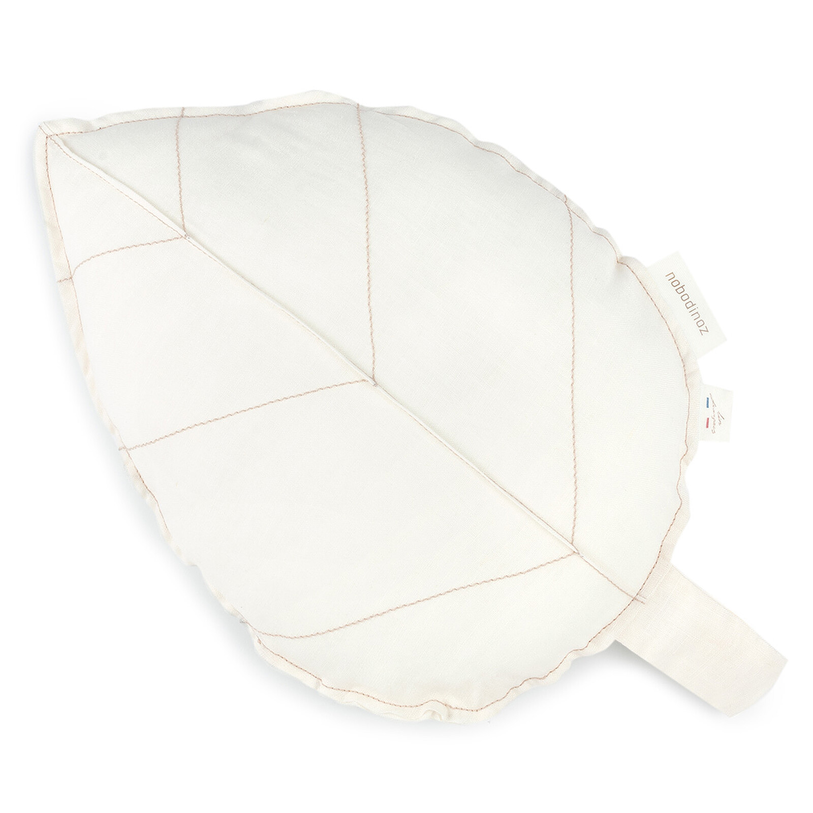 Coussin Feuille Lin Français - Off White Nobodinoz