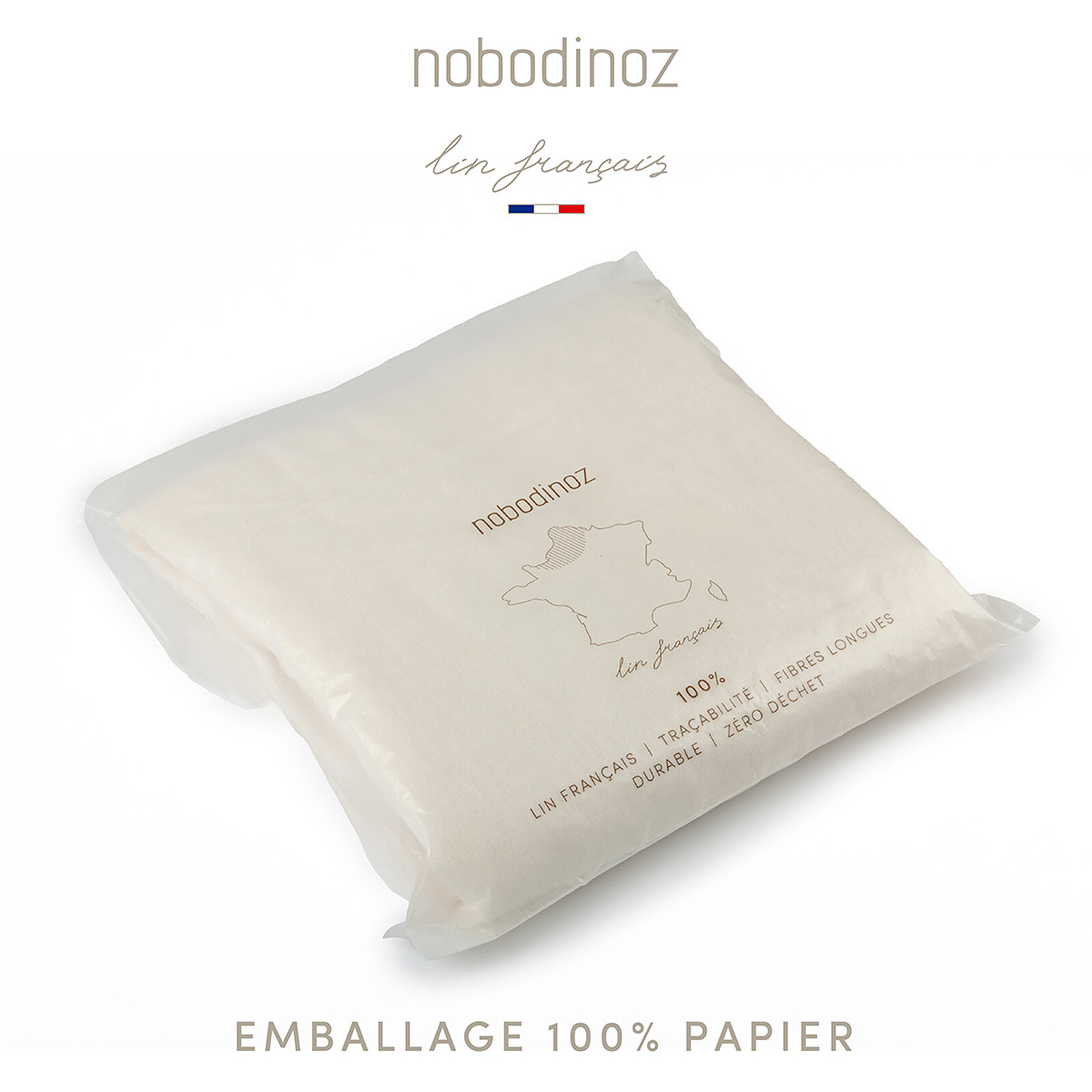 Achat Coussin Feuille Lin Français - Off White