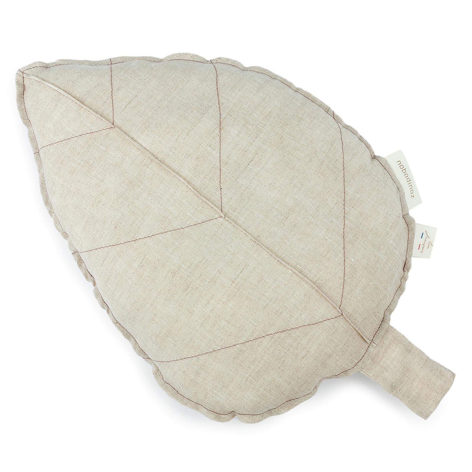 Coussin Feuille Lin Français - Greige Nobodinoz
