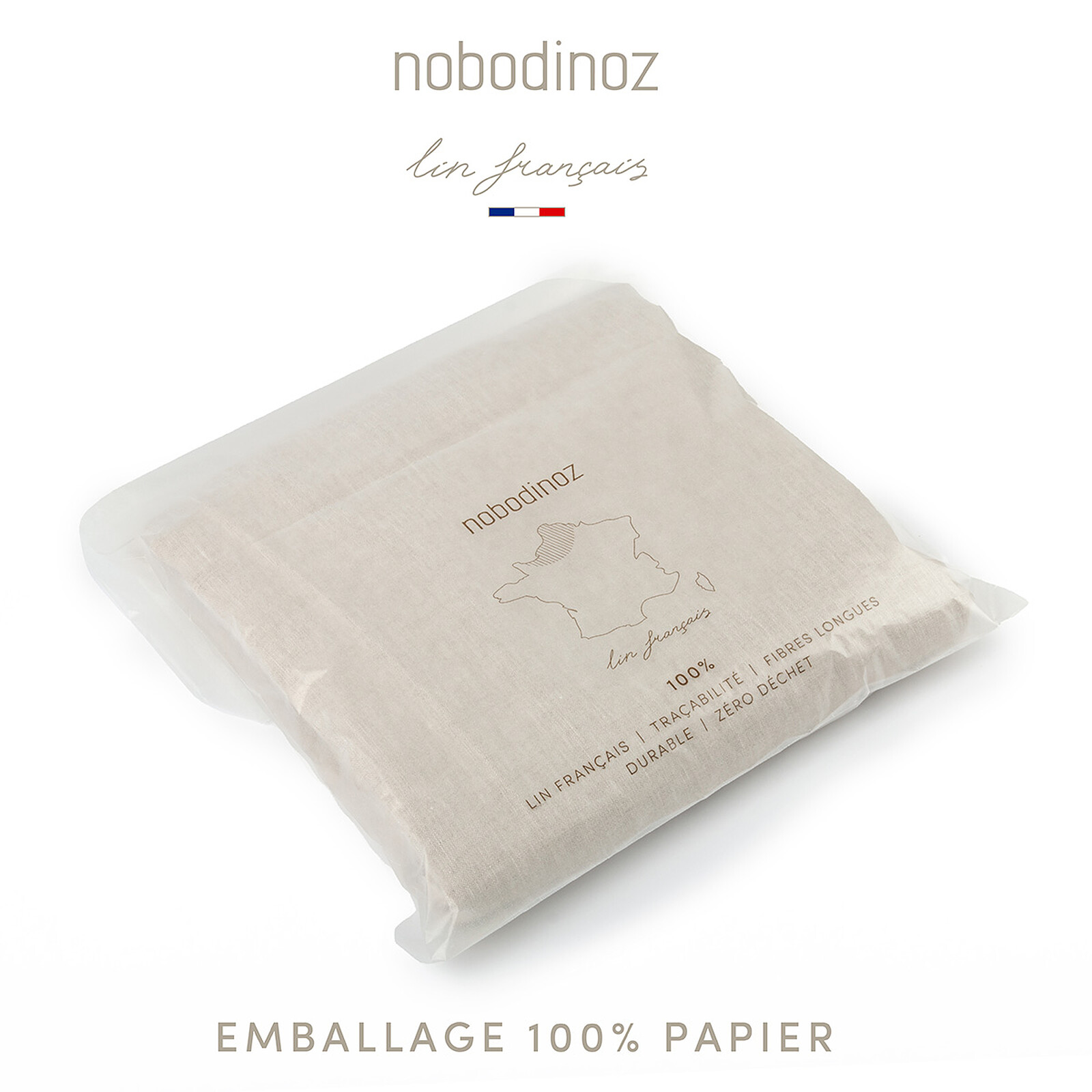 Achat Coussin Feuille Lin Français - Greige