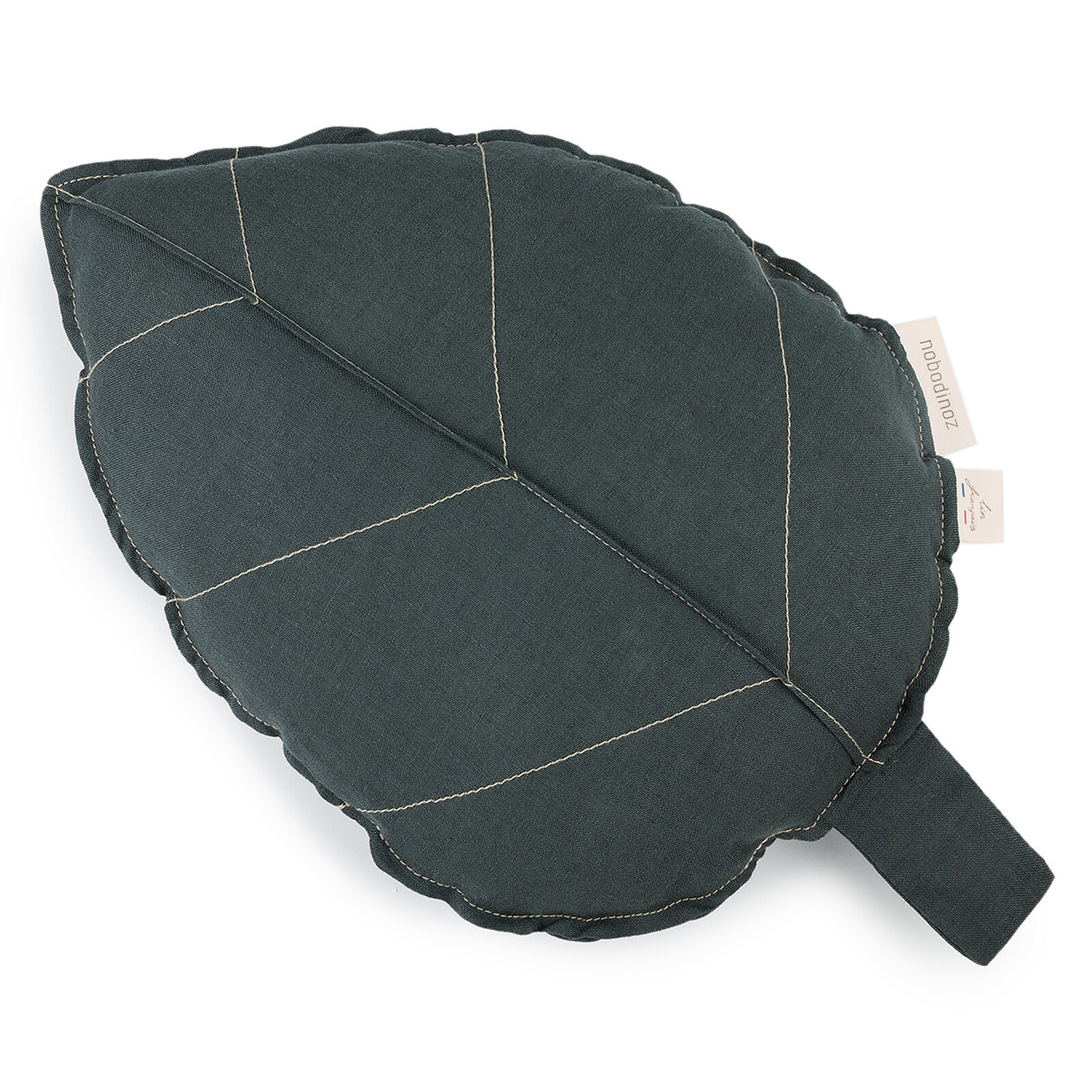 Coussin Feuille Lin Français - Green Blue Nobodinoz