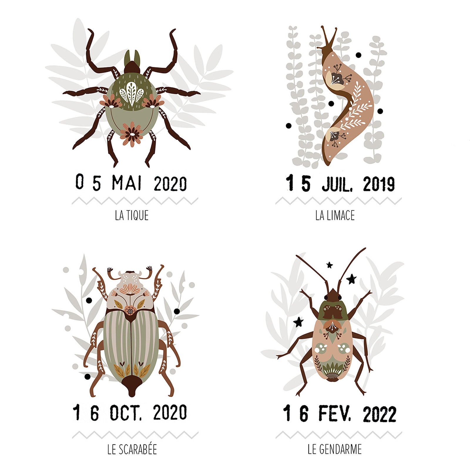Affiche Les Petites Bêtes du Jardin - 50 x 40 cm Les Petites Dates