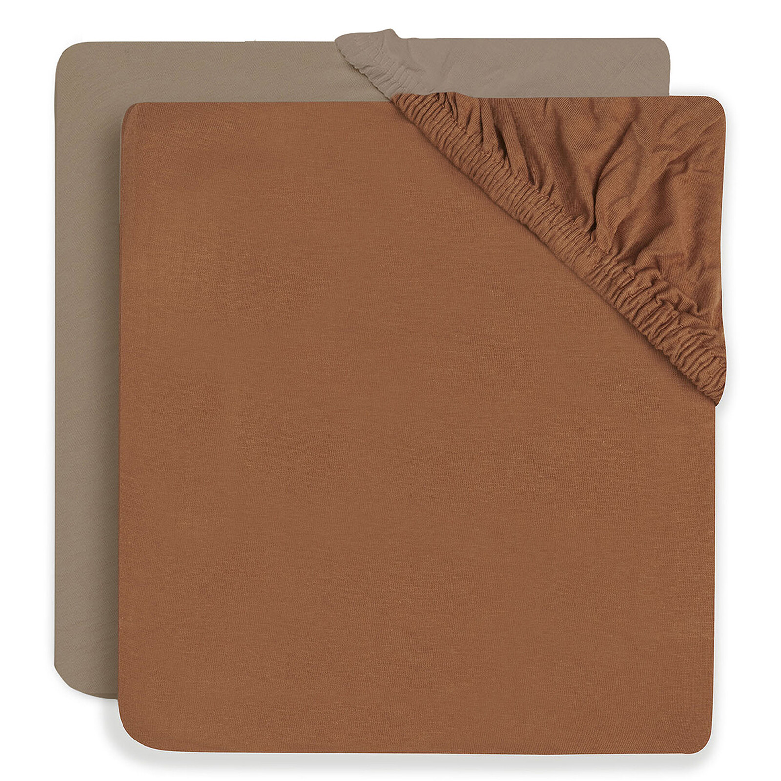 Lot de 2 Draps Housse Jersey Caramel & Biscuit - 60 x 120 cm (Jollein) - Couverture