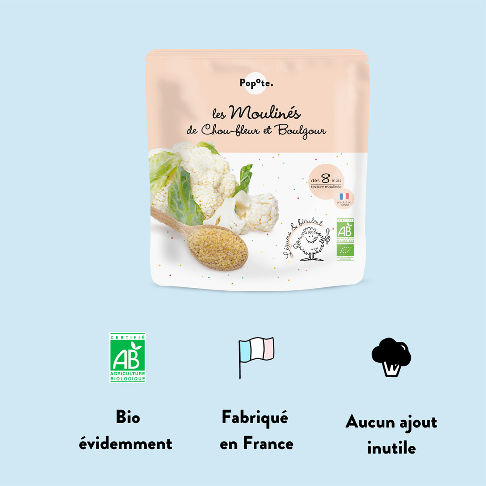 Les Moulinés Chou-fleur et Boulgour - 180 g Popote