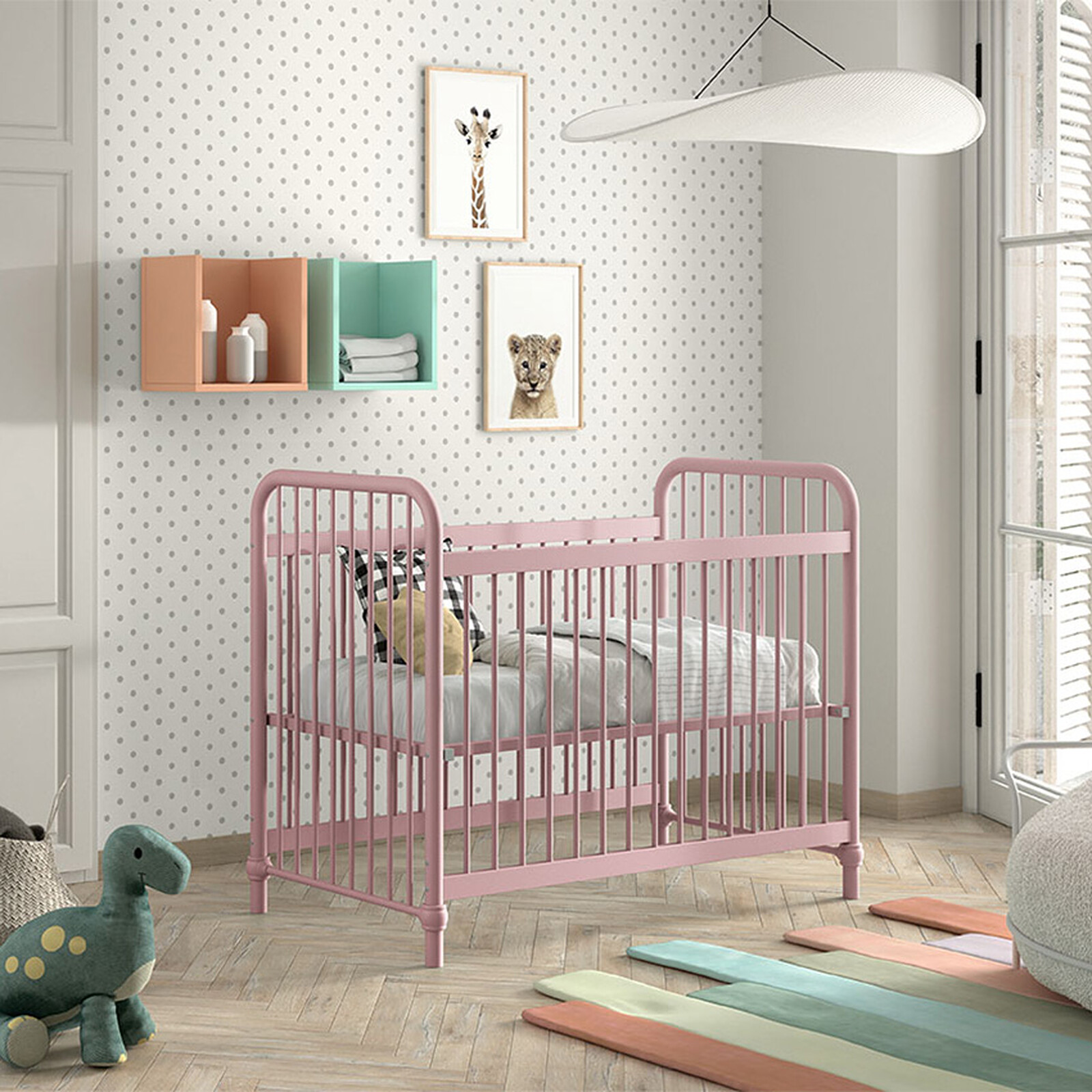 Lit Bébé Réglable Bronxx Misty Pink Mat - 60 x 120 cm JAXX