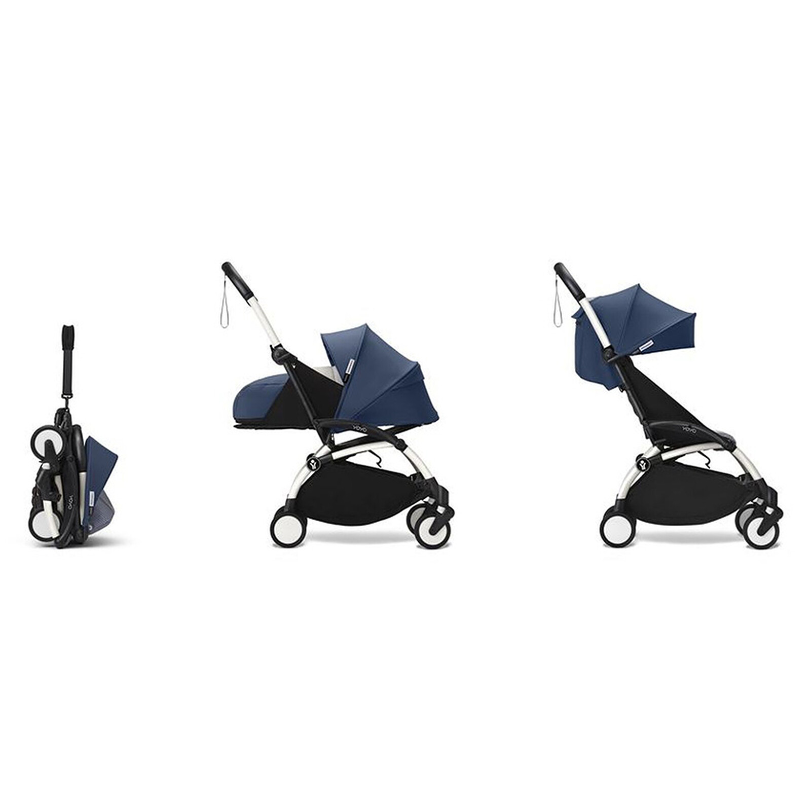 Poussette YOYO³ Complète 0+ et 6  Châssis Blanc - Bleu Air France Stokke