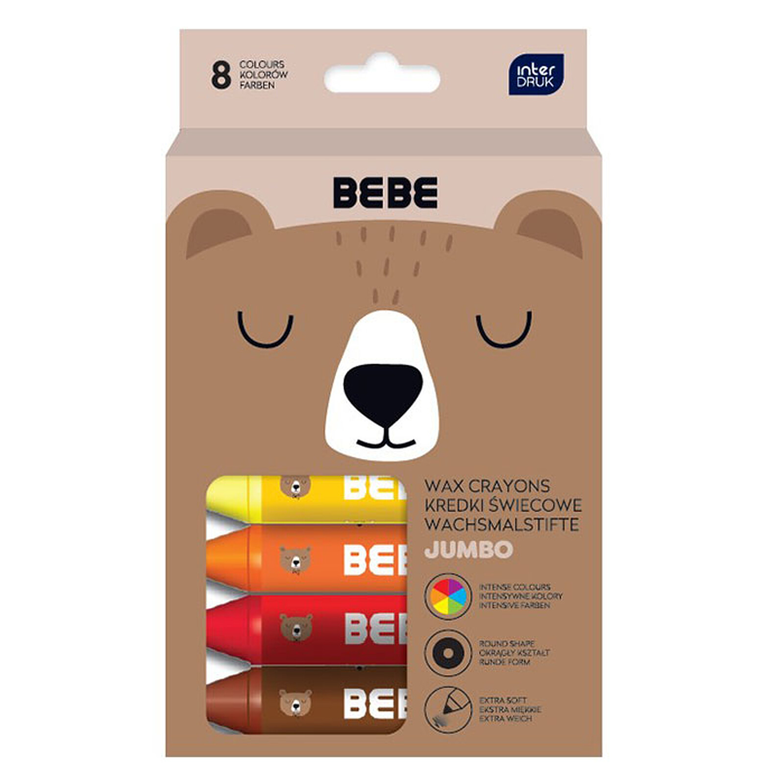 Lot de 8 Crayons Gras Jumbo BEBE Friends  Bebe Interdruk