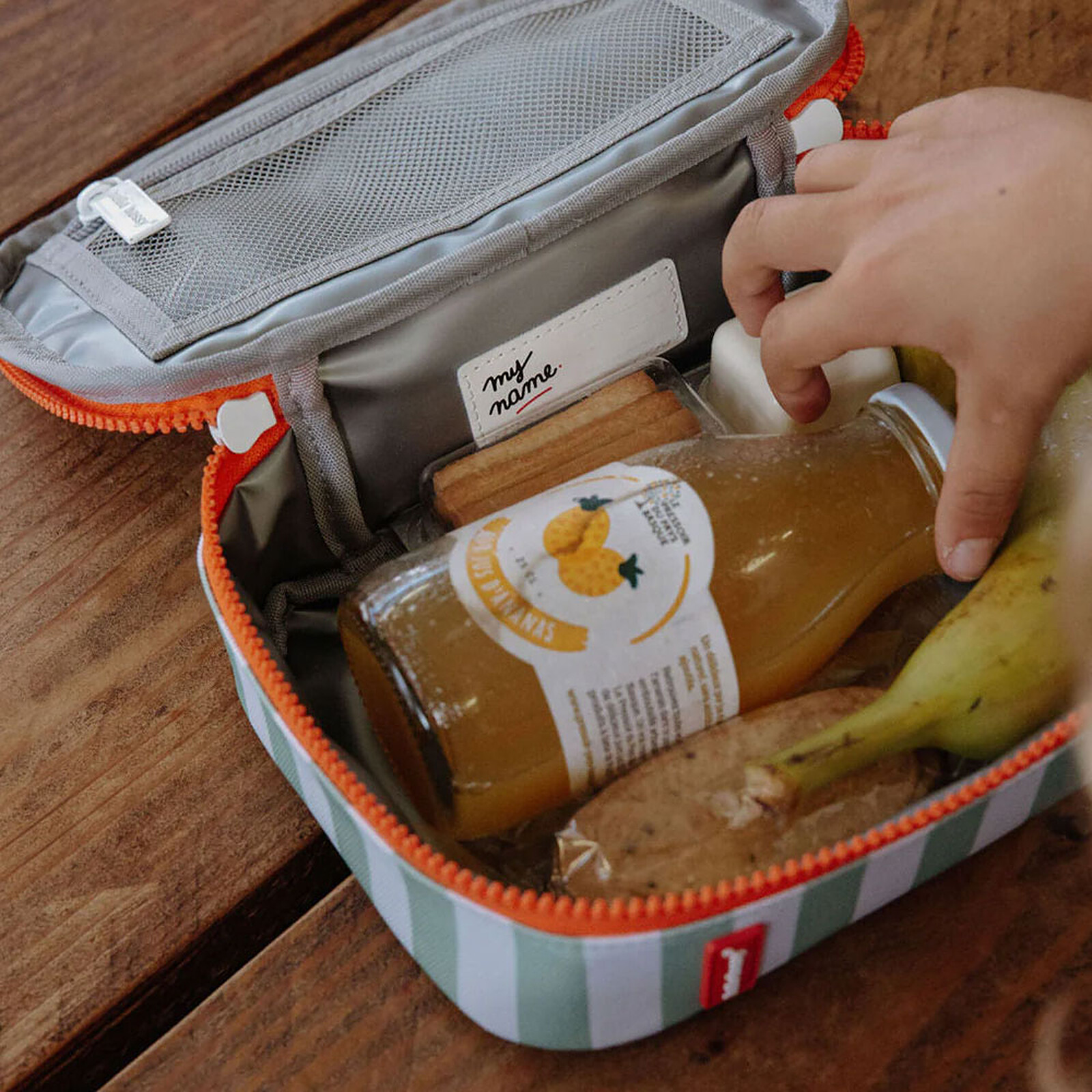 Avis Lunch Bag - Green Stripes