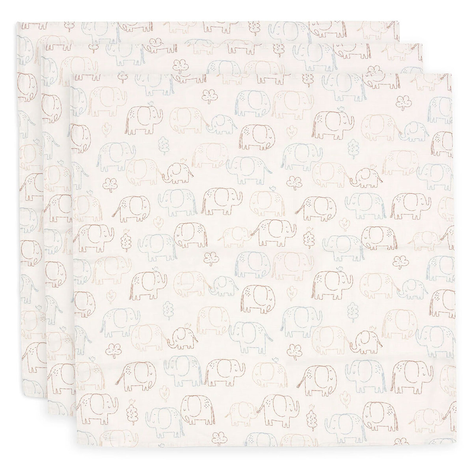 Lot de 3 Langes Gaze de Coton - Elephant Tales Jollein