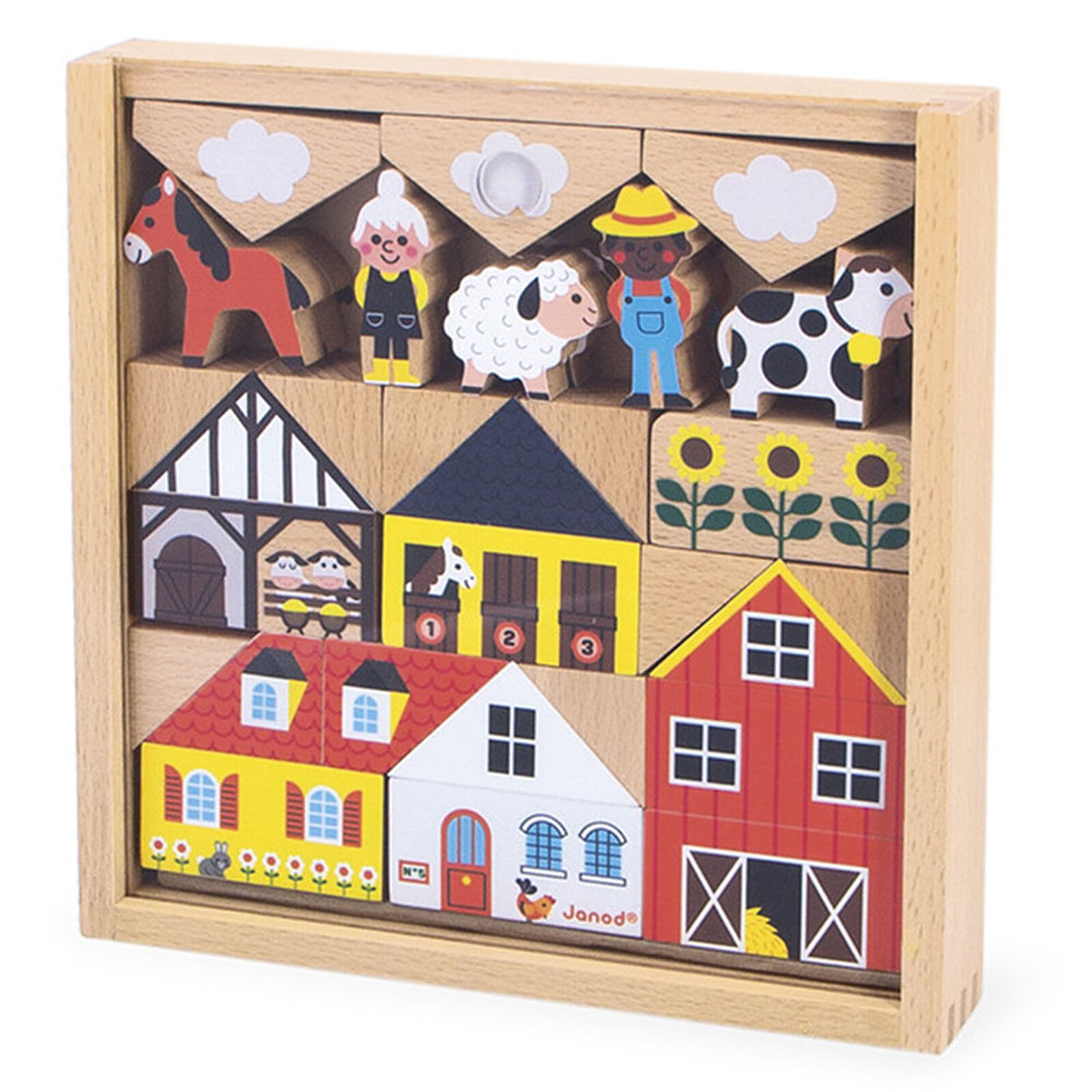 Lot de 34 Cubes Campagne - Cross Roads  Janod