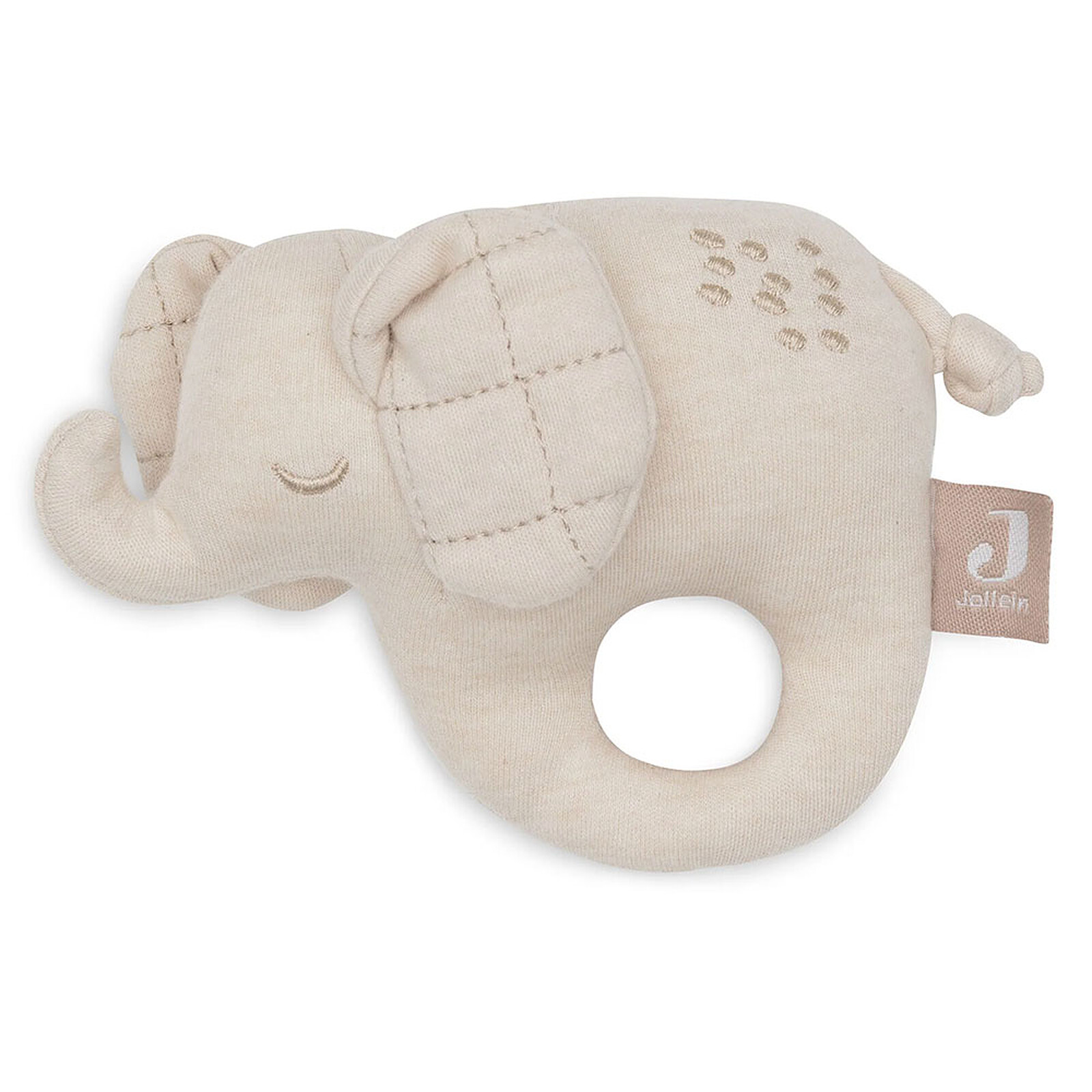 Doudou Éléphant Ultra Doux Jollein - Attache-sucette Inclus | Cadeau Naissance Sand 19x14 Cm