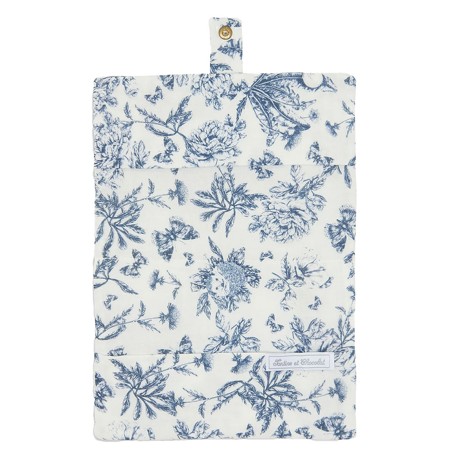 Protège-carnet de Santé - Toile de Jouy Bleu Tartine et Chocolat