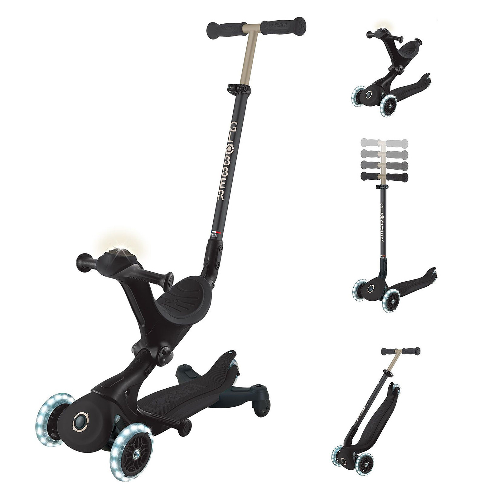 Trottinette Evolutive Go Up Deluxe Light 360 - Noir Globber