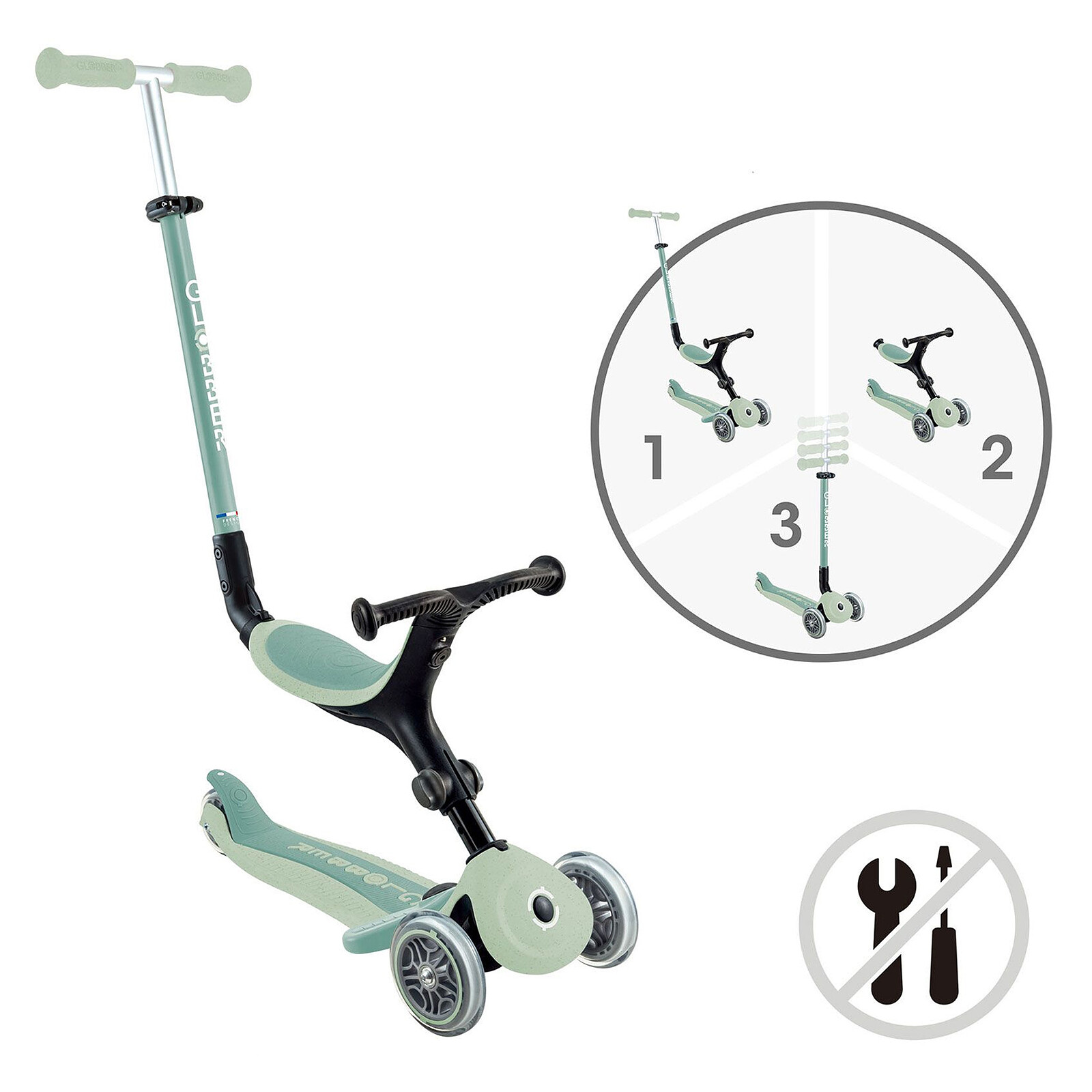 Trottinette Evolutive Go Up Active Eco - Pistache Globber