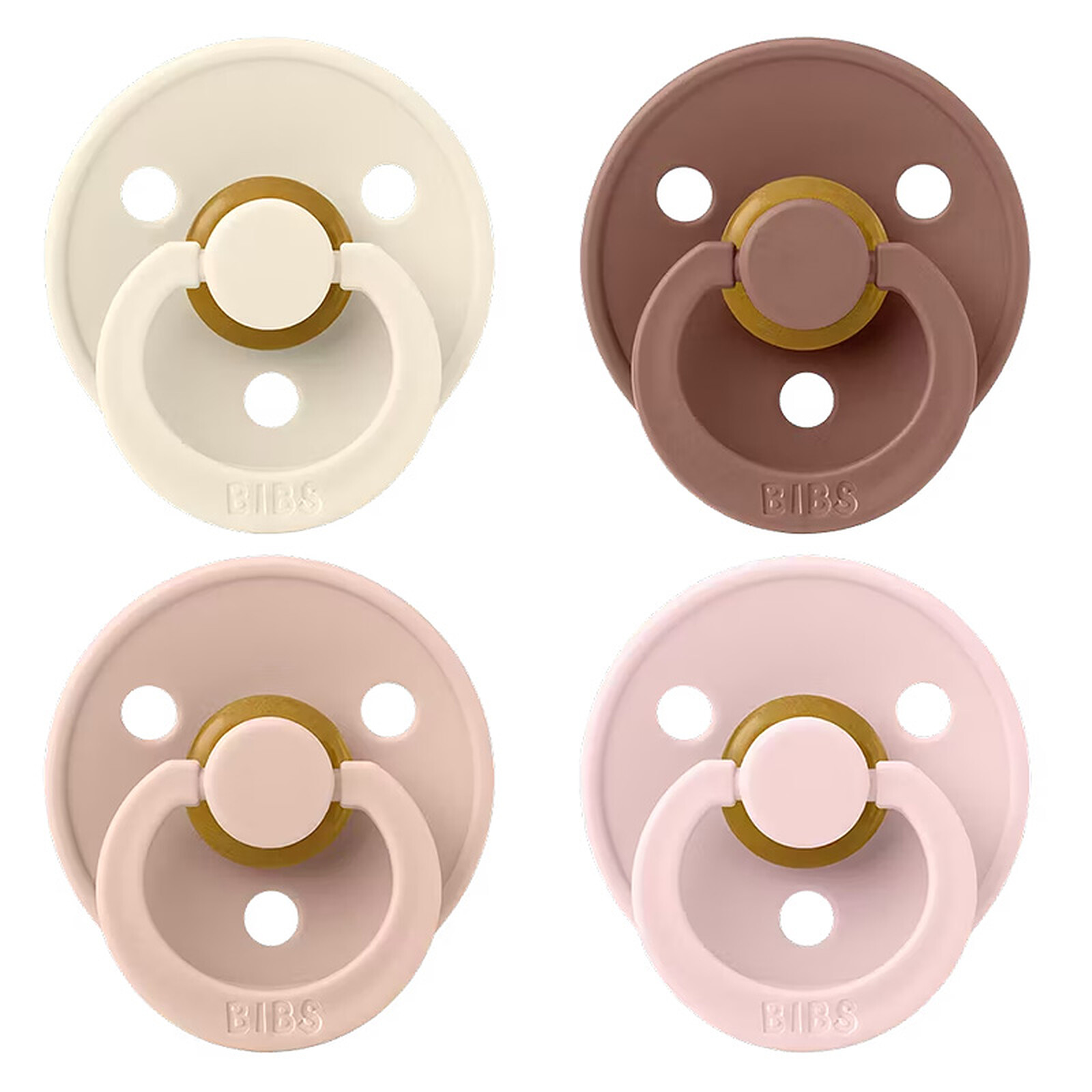 Lot de 4 Sucettes Rondes Colour Ivory Blush Woodhuck & Blossom - 0/6 Mois Bibs