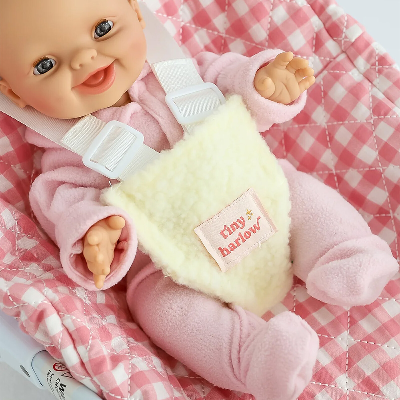 Siège Auto pour Poupée - Vichy Rose Tiny Harlow