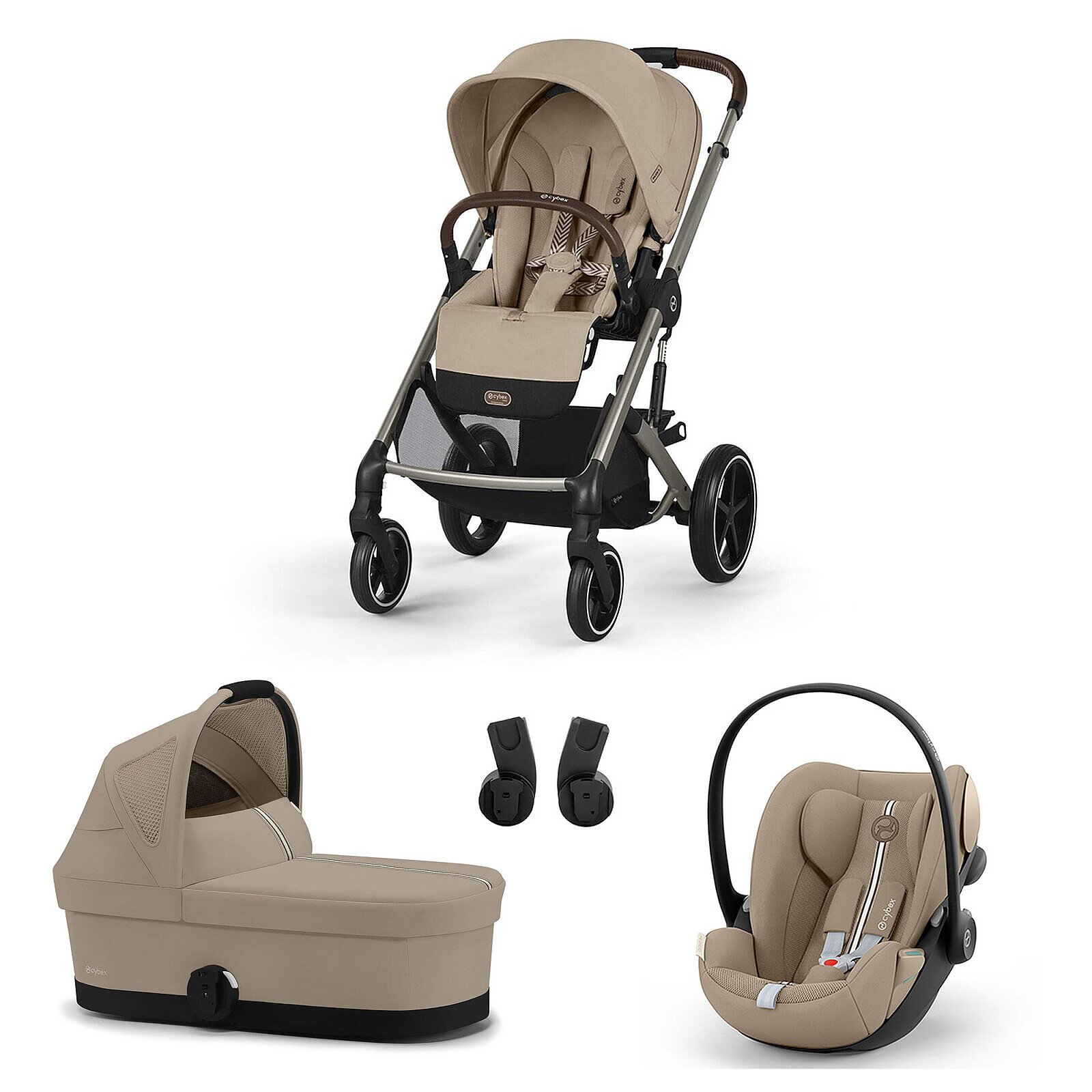Poussette Trio Balios S Cadre Taupe - Siège Auto Cloud G Plus i-Size - Nacelle S Lux - Almond Beige Cybex