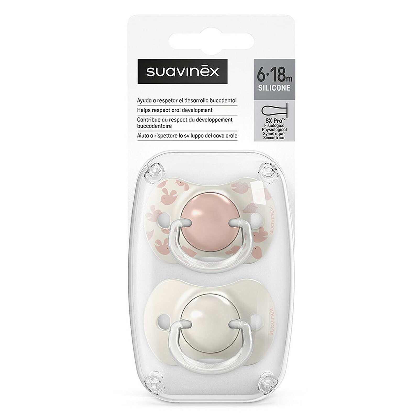 Avis Lot de 2 Sucettes Symétriques SX Pro Birdies Rose - 6/18 Mois