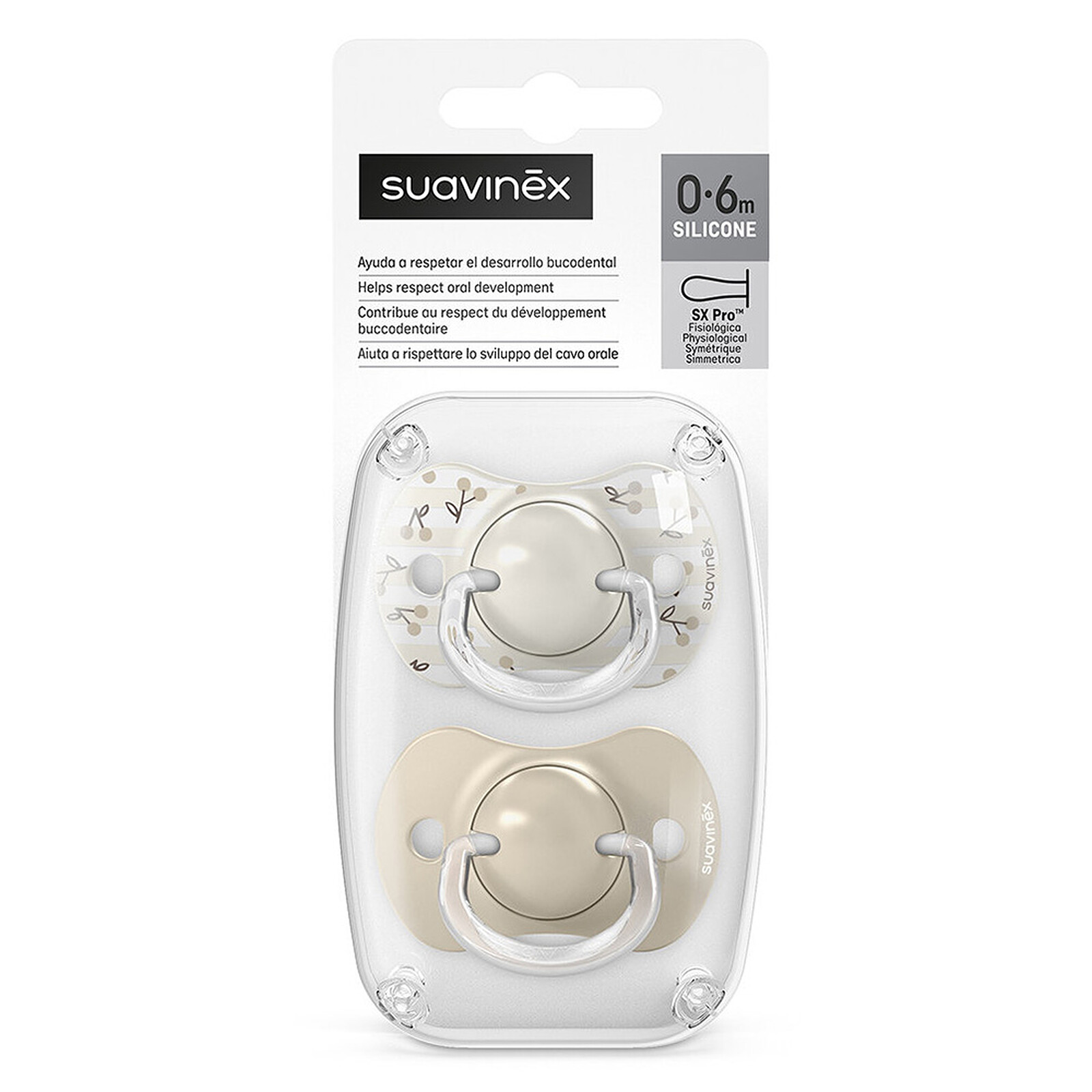 Avis Lot de 2 Sucettes Symétriques SX Pro Birdies Beige - 0/6 Mois