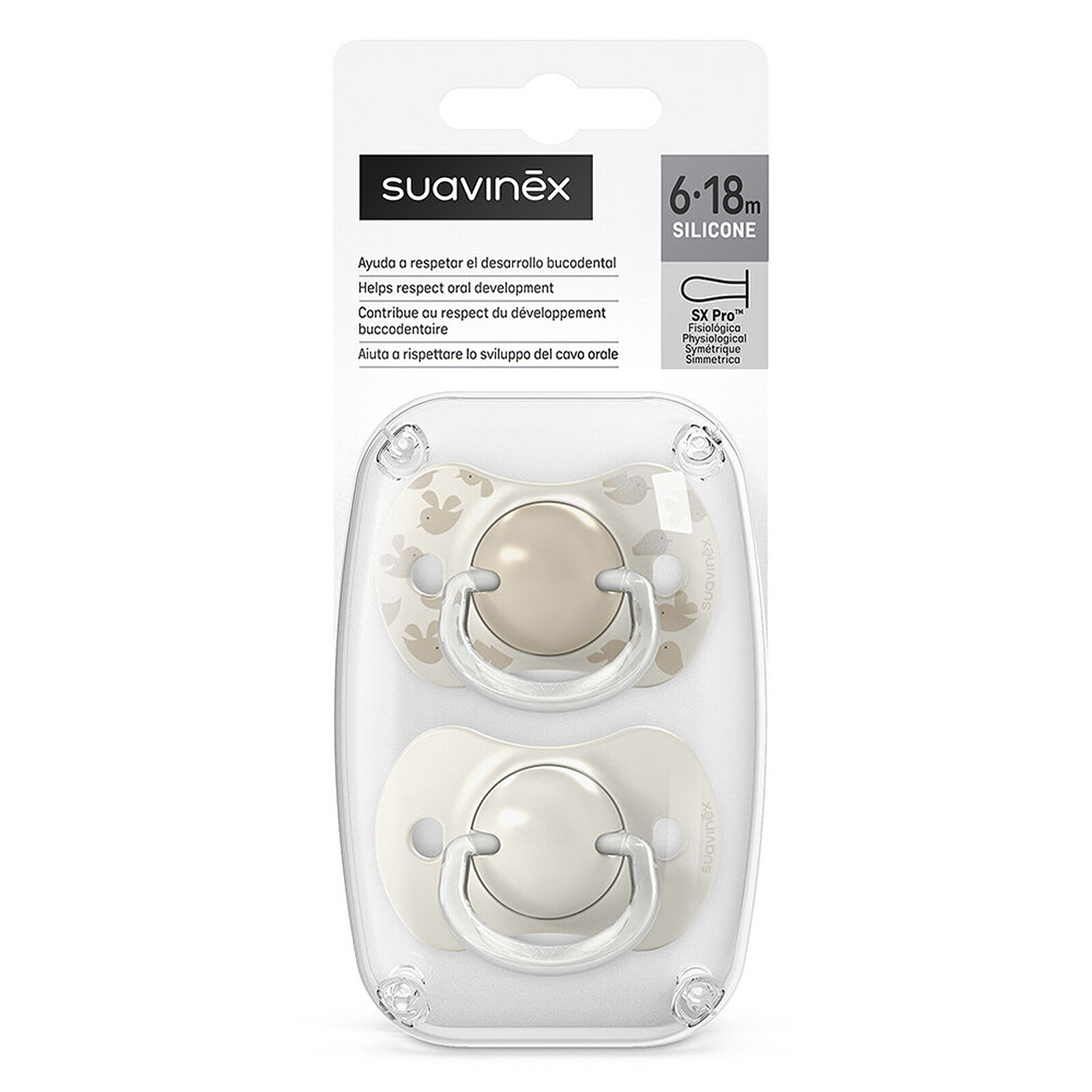 Avis Lot de 2 Sucettes Symétriques SX Pro Birdies Beige - 6/18 Mois