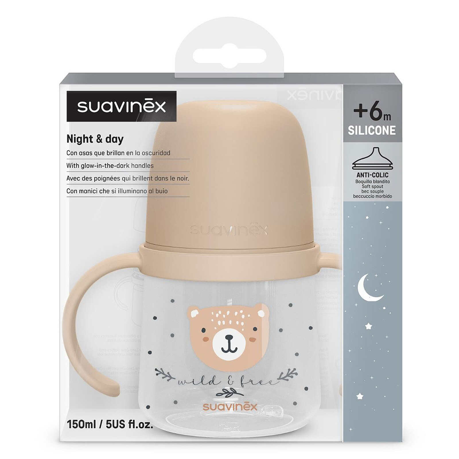 Biberon à Anses Wild & Free Night and Day Marron - 150 ml  pas cher