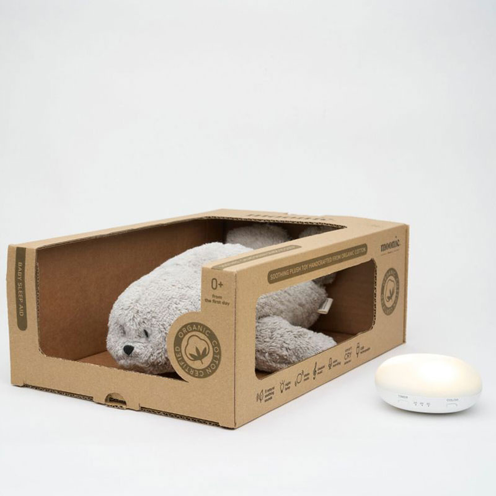 Peluche Veilleuse Musicale Phoque - Gris moonie