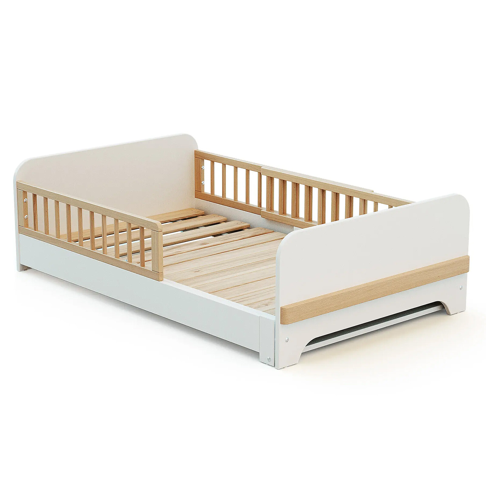 Lit au Sol Extensible Carrousel Blanc - 80 x 140-165-190 cm WEBABY