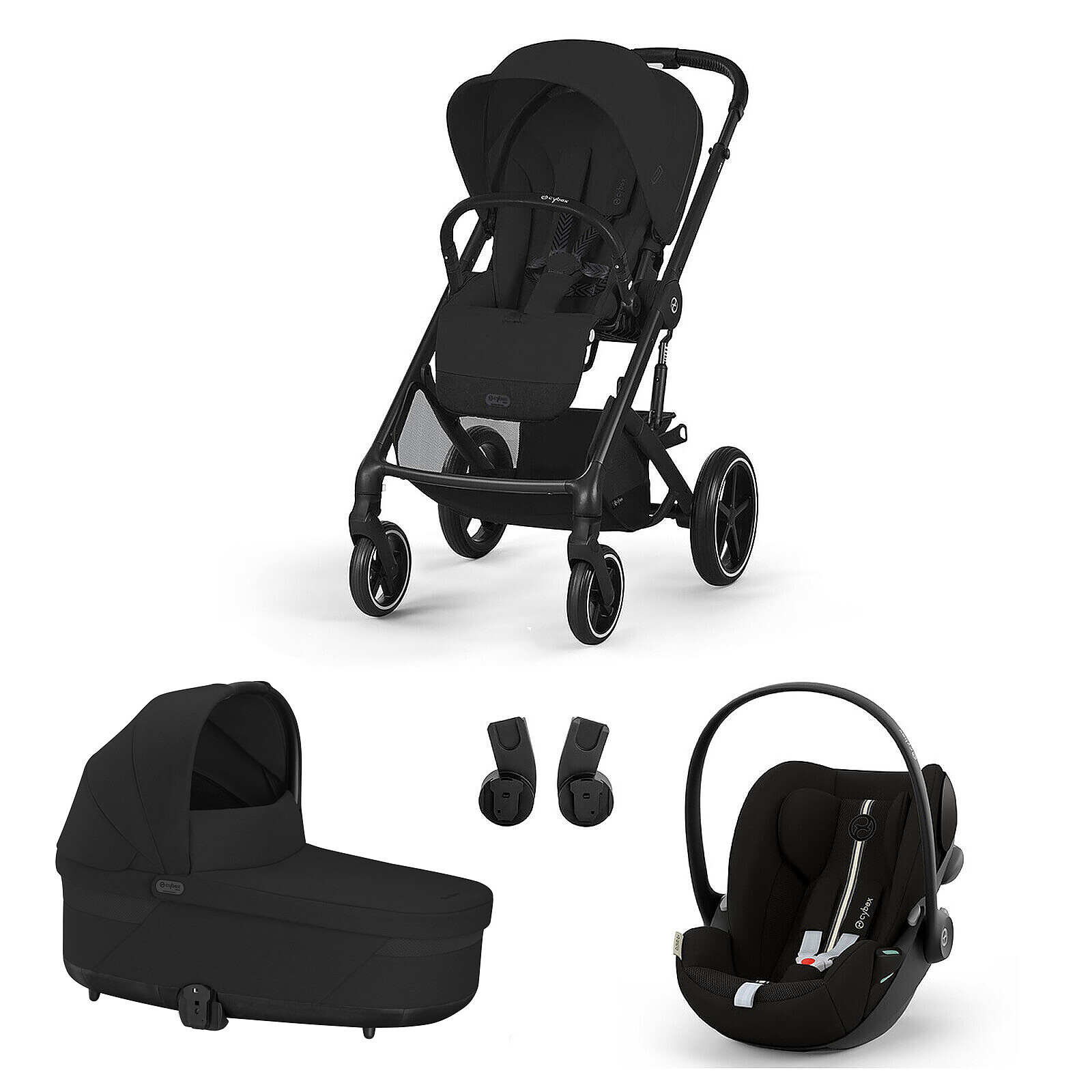 Poussette Trio Balios S Cadre Noir - Siège Auto Cloud G Plus i-Size - Nacelle S Lux - Moon Black Cybex