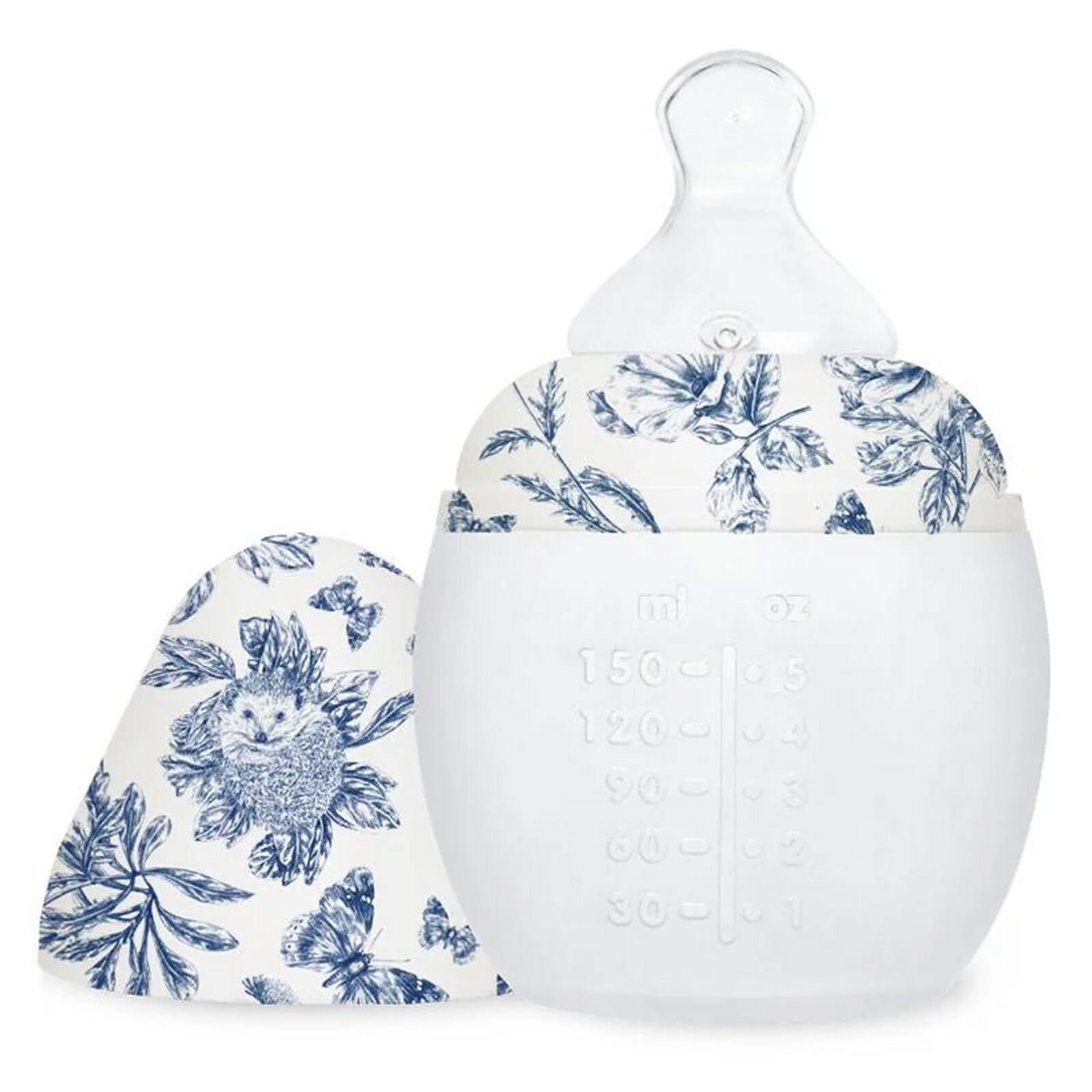 Biberon BibRond Toile de Jouy Bleu - 150 ml Elhée