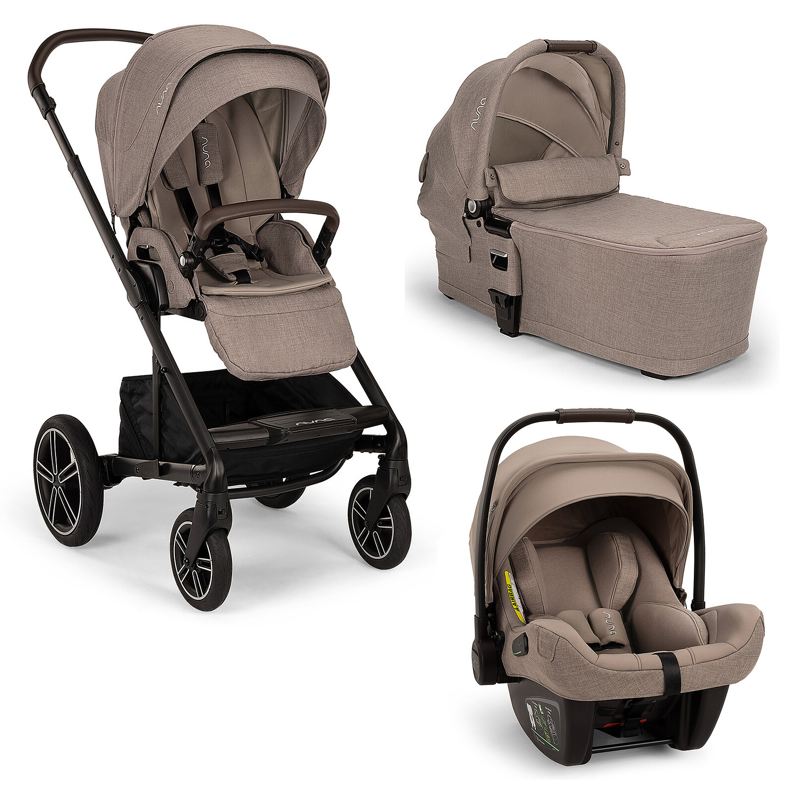 Poussette Trio MIXX next - Siège PIPA next i-Size - Nacelle MIXX next - Cedar Hazelwood Nuna