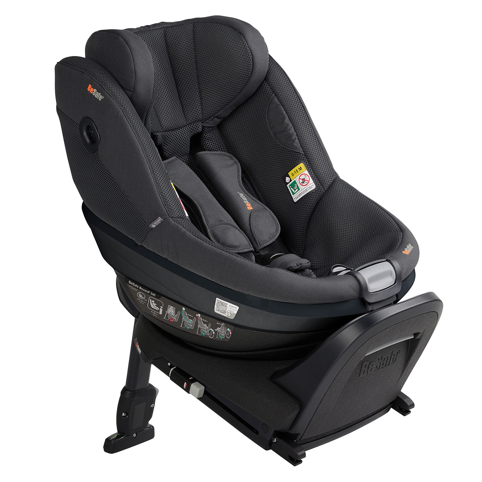Pack Siège Auto Beyond² 360 Groupe 0+/1/2 i-Size + Base Beyond - Anthracite Mesh BeSafe