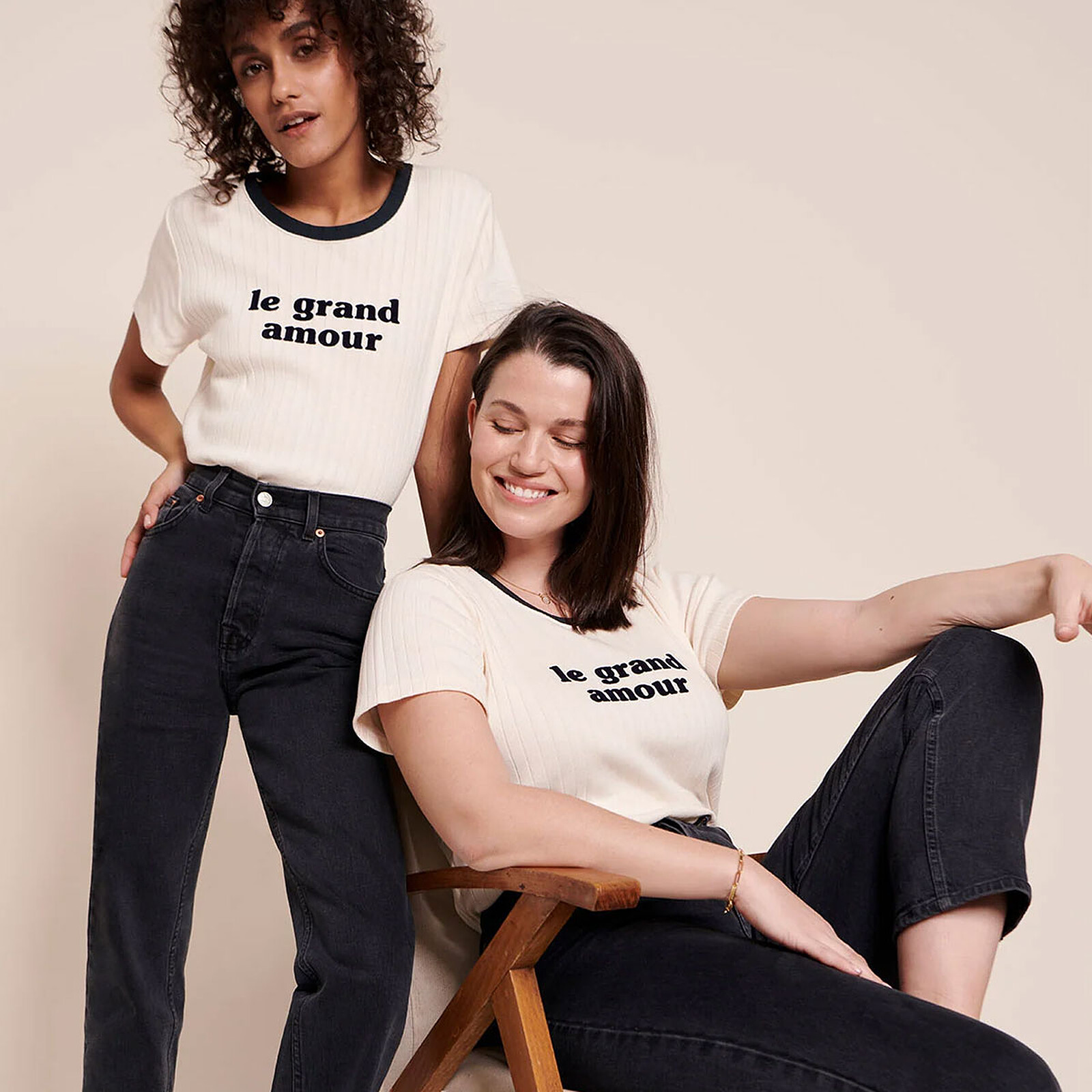 T-shirt Le Grand Amour Crème Femme - XL émoi émoi