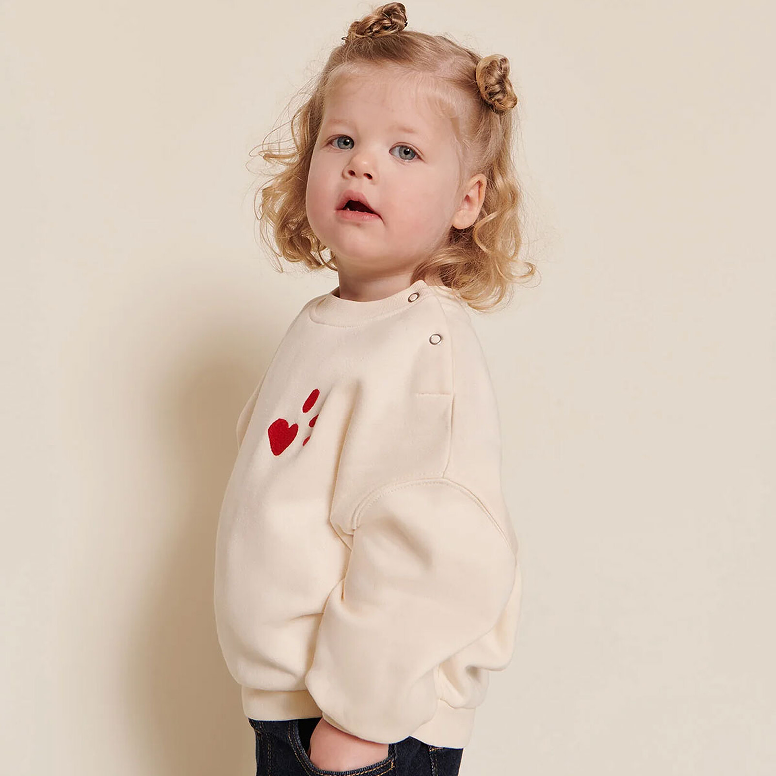 Sweat L'Amour est Déclaré Crème Rouge - 2 Ans pas cher