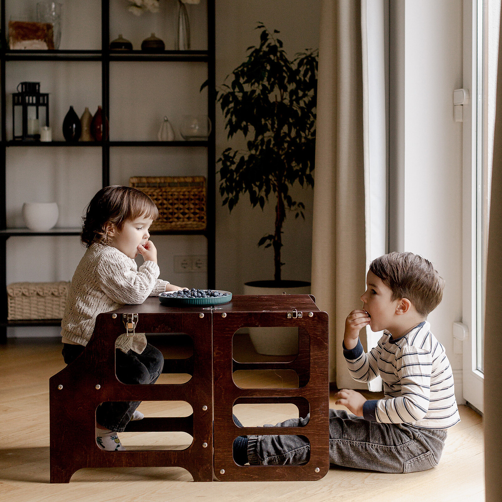 Avis Tour de Cuisine Pliable en Bouleau - Brun Expresso