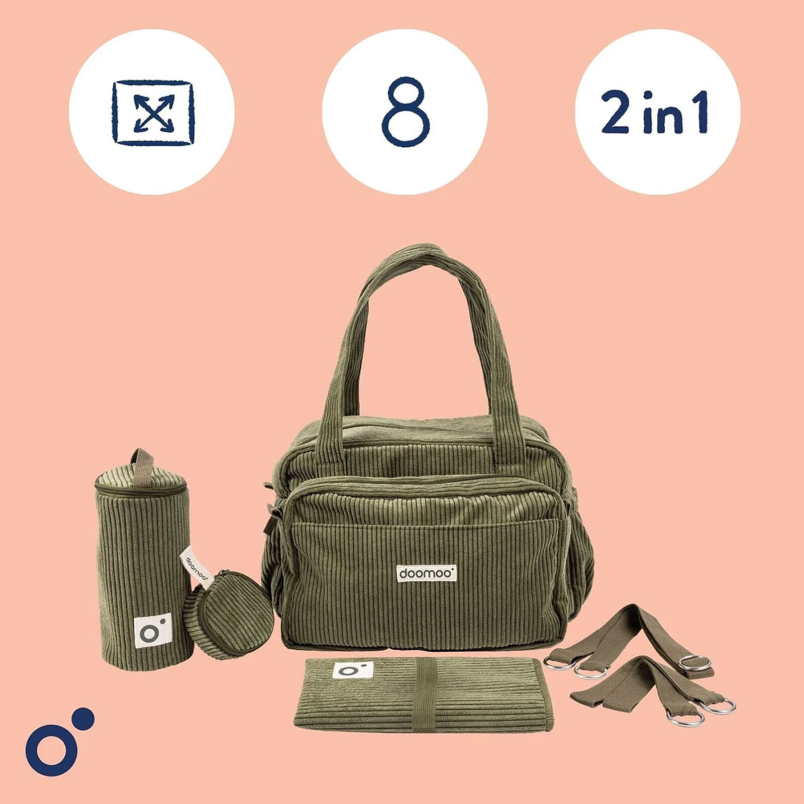 Sac à Langer Fluffy - Corduroy Kaki doomoo