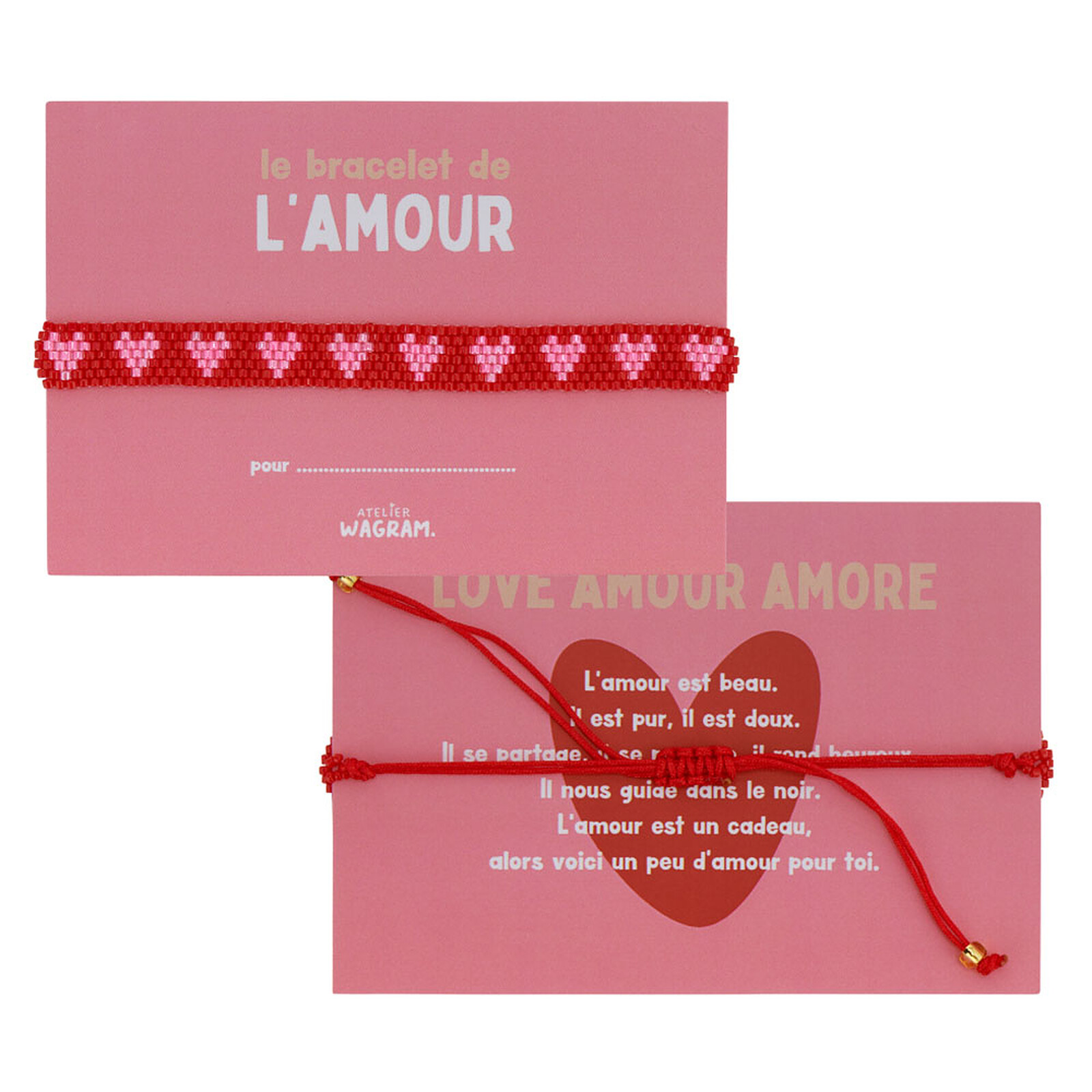 Bracelet en Perle Amour - Rouge et Rose Atelier Wagram