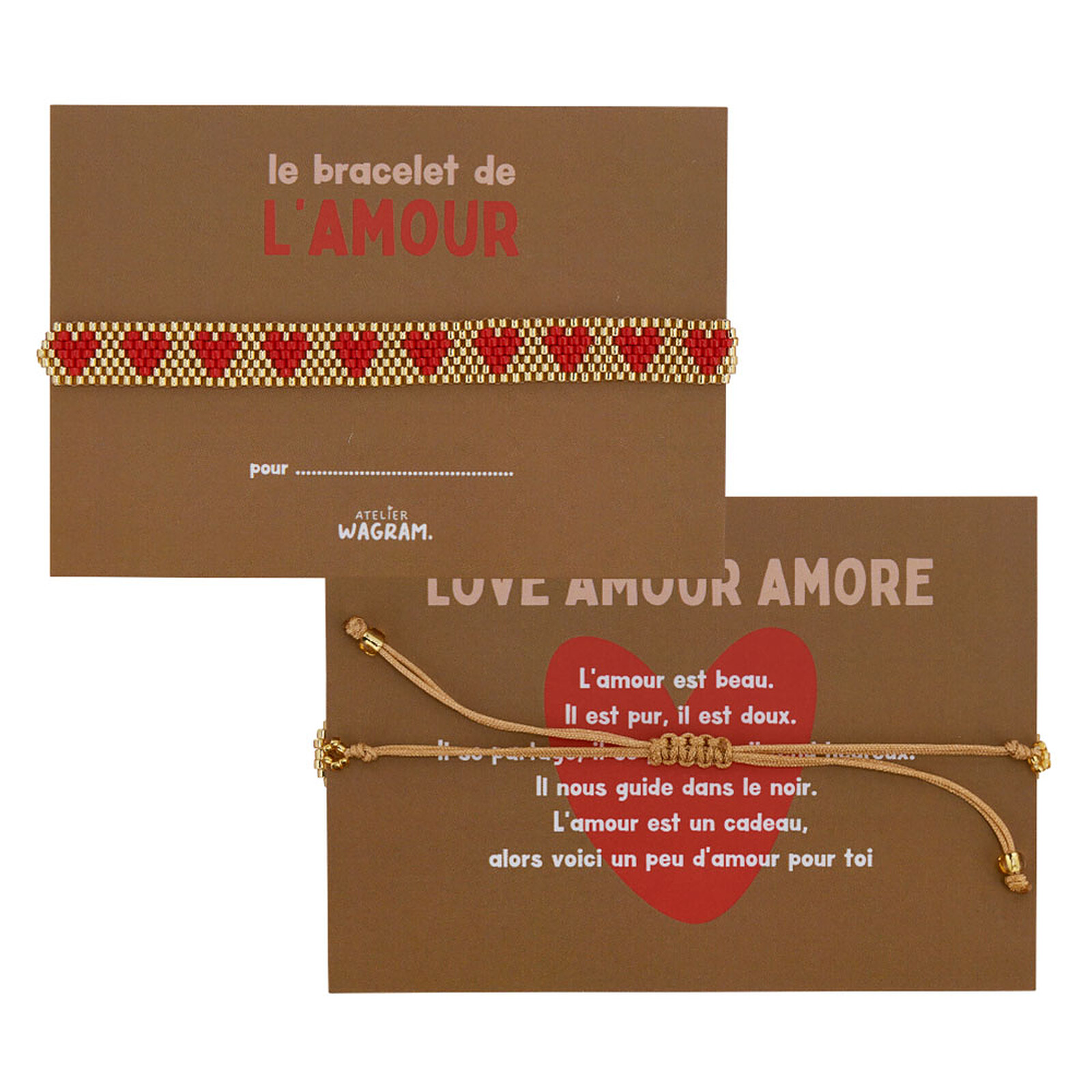 Bracelet en Perle Amour - Or et Rouge Atelier Wagram