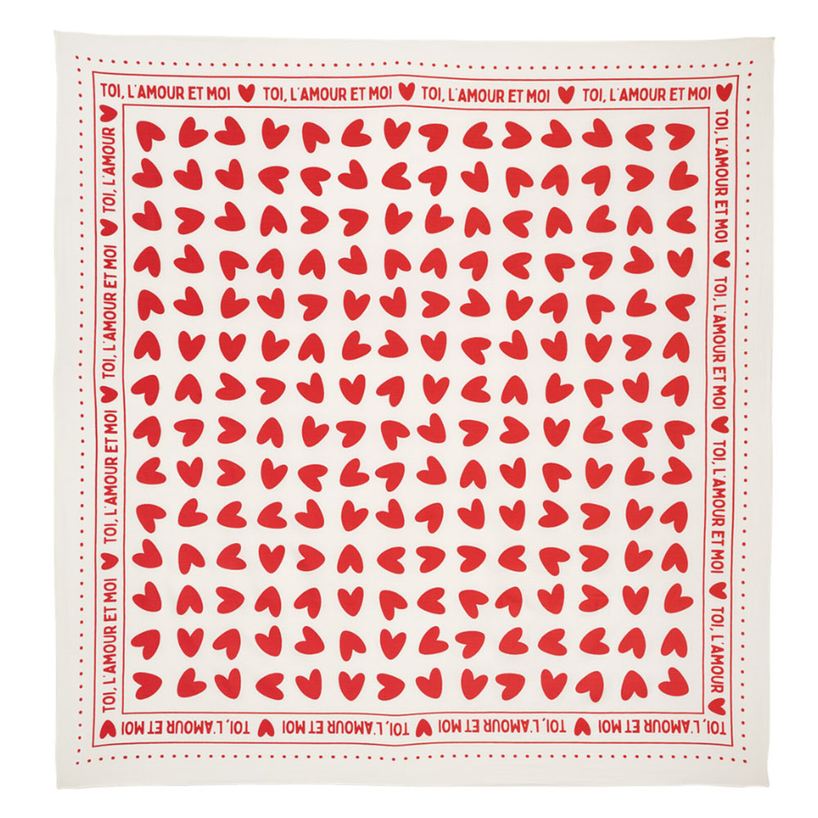 Foulard Enfant - Blanc Coeurs Rouges Atelier Wagram
