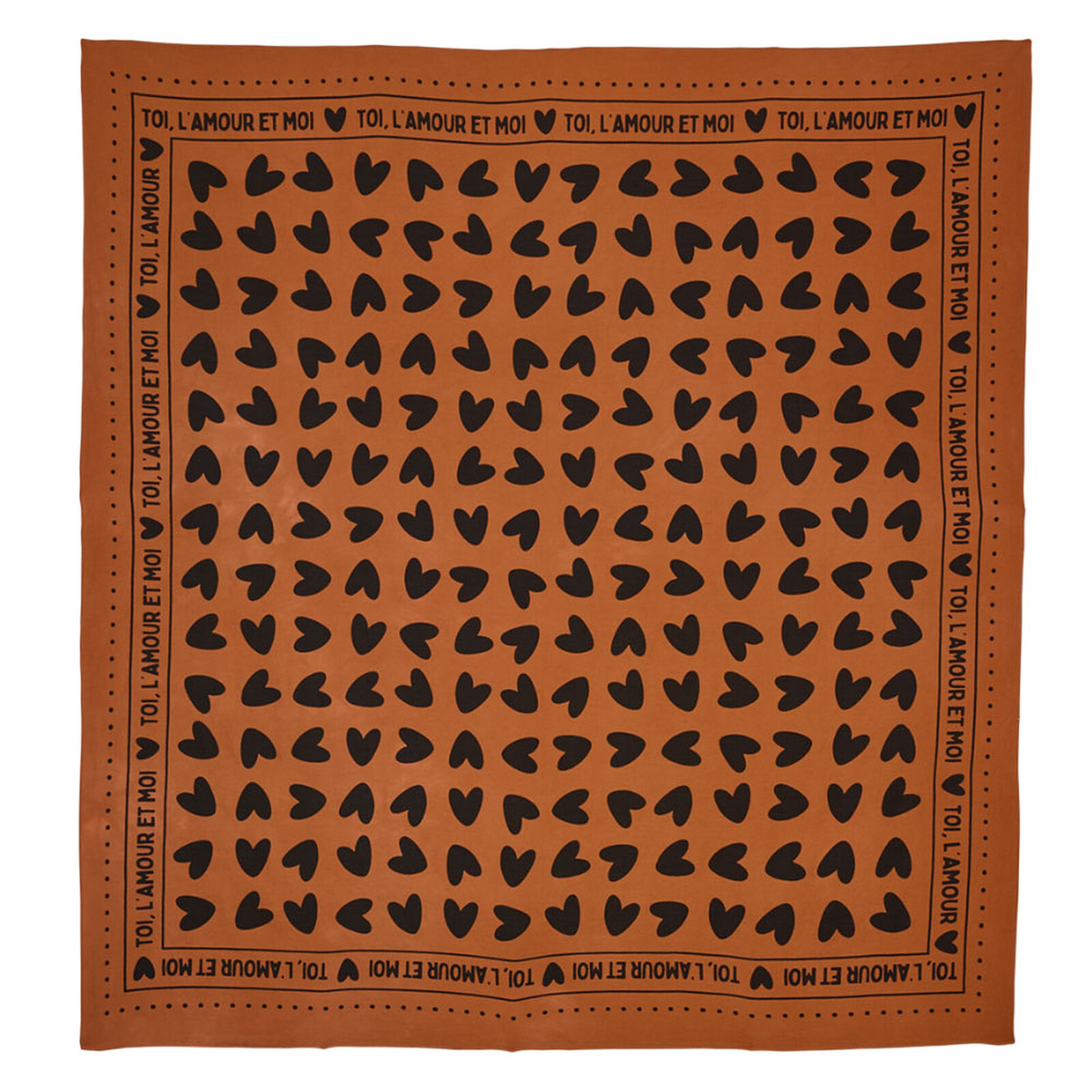 Foulard Adulte - Marron Coeurs Noirs Atelier Wagram