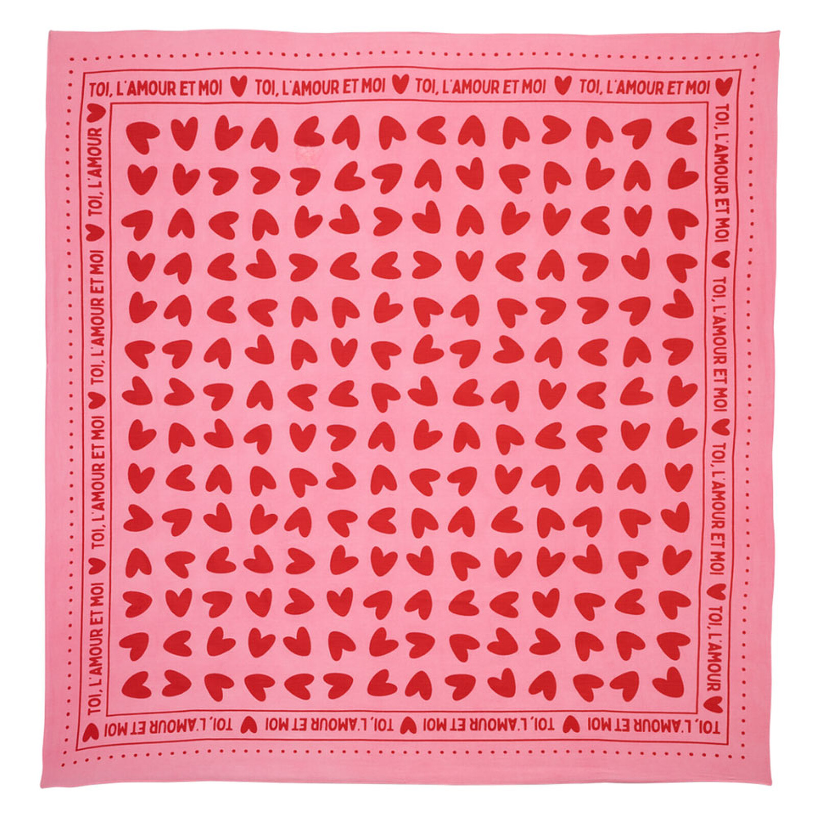 Foulard Adulte - Rose Coeurs Rouges Atelier Wagram