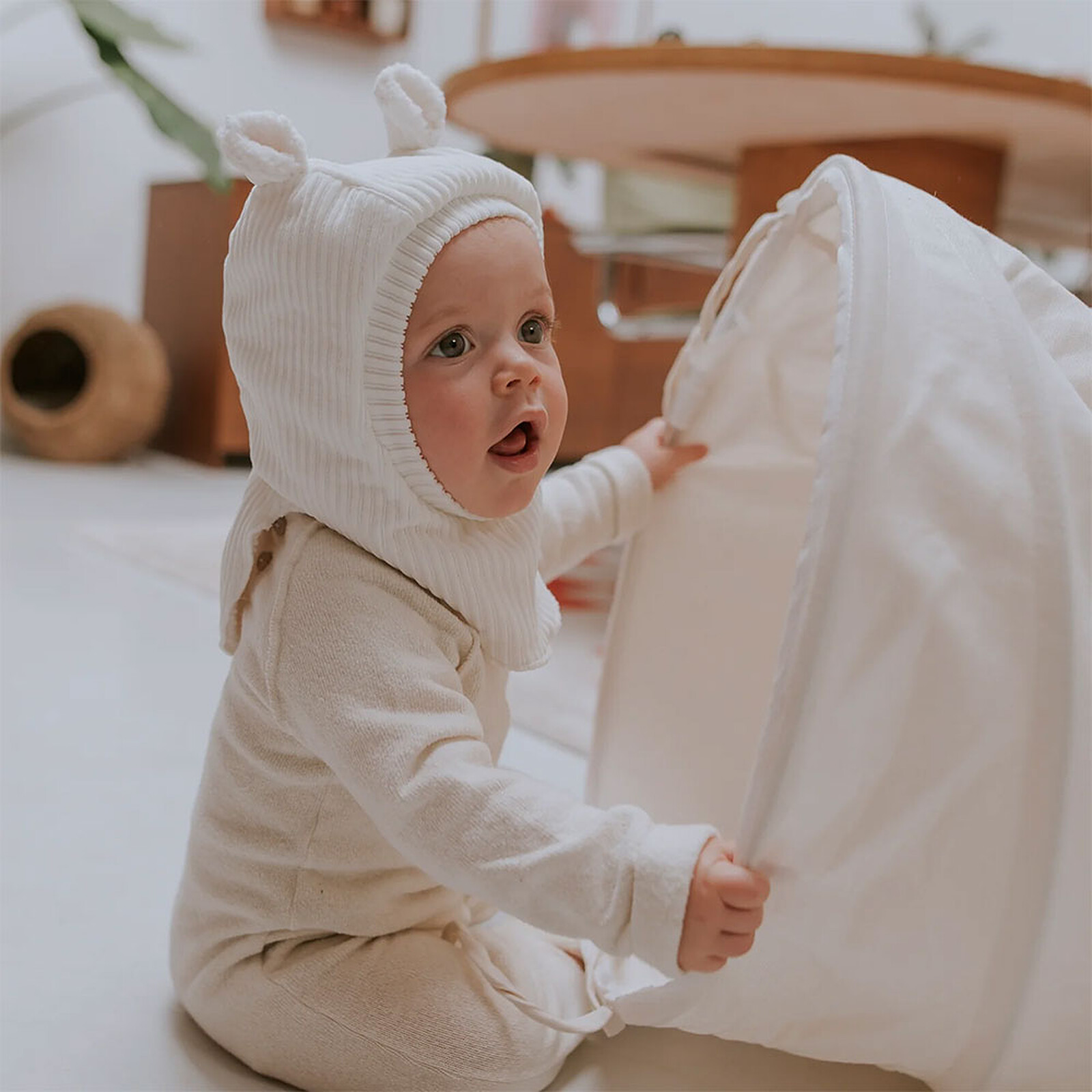 Avis Cagoule Velours Ecru - 2/4 Ans