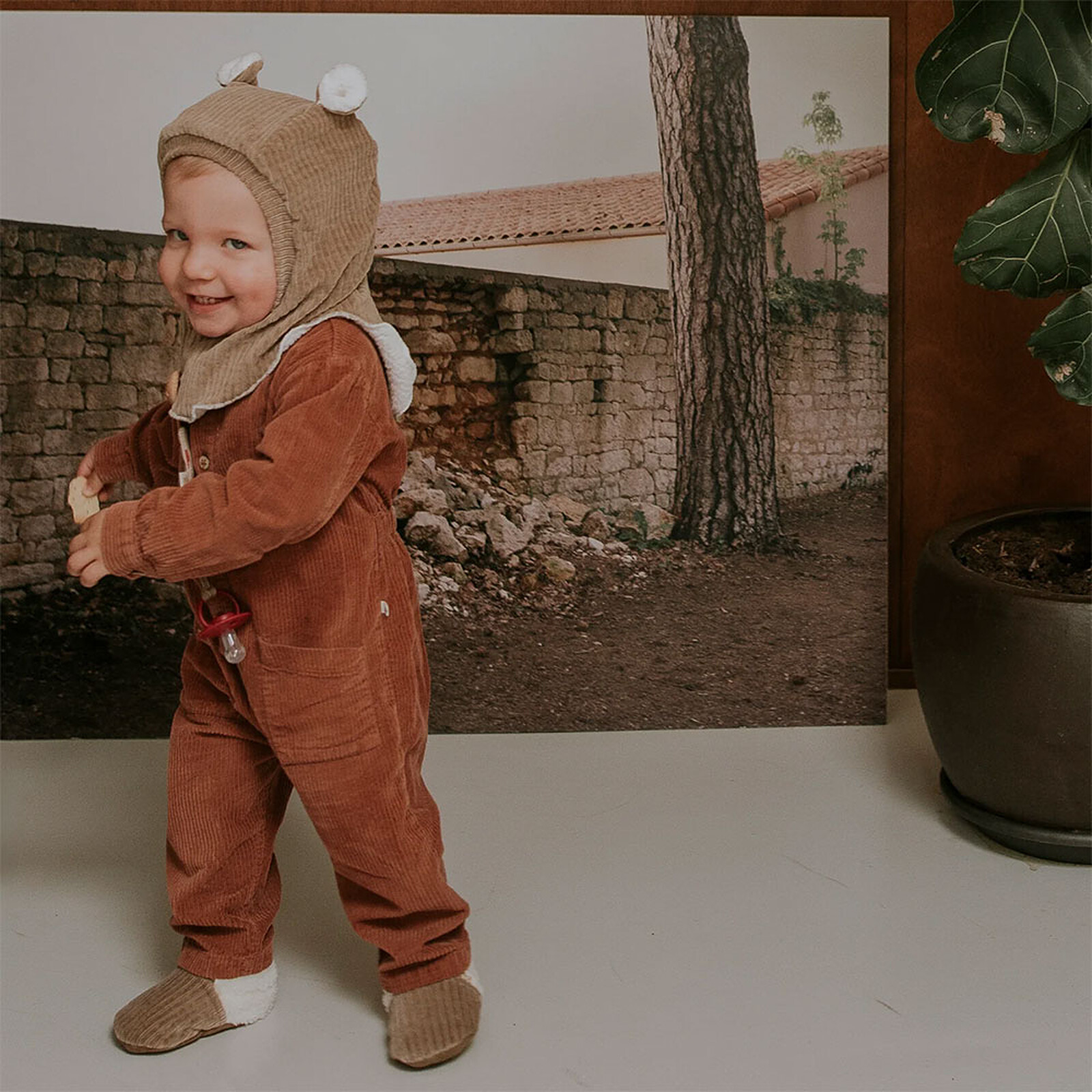 Avis Cagoule Velours Taupe - 2/4 Ans