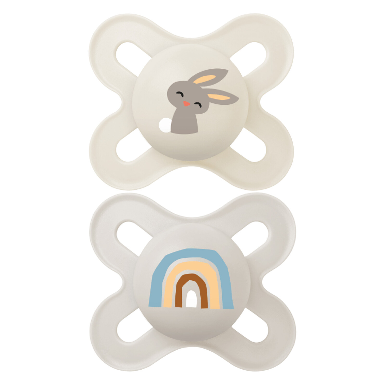 Lot de 2 Sucettes Original Naissance Lapin et Arc-en-ciel - 0/2 Mois (Mam) - Couverture