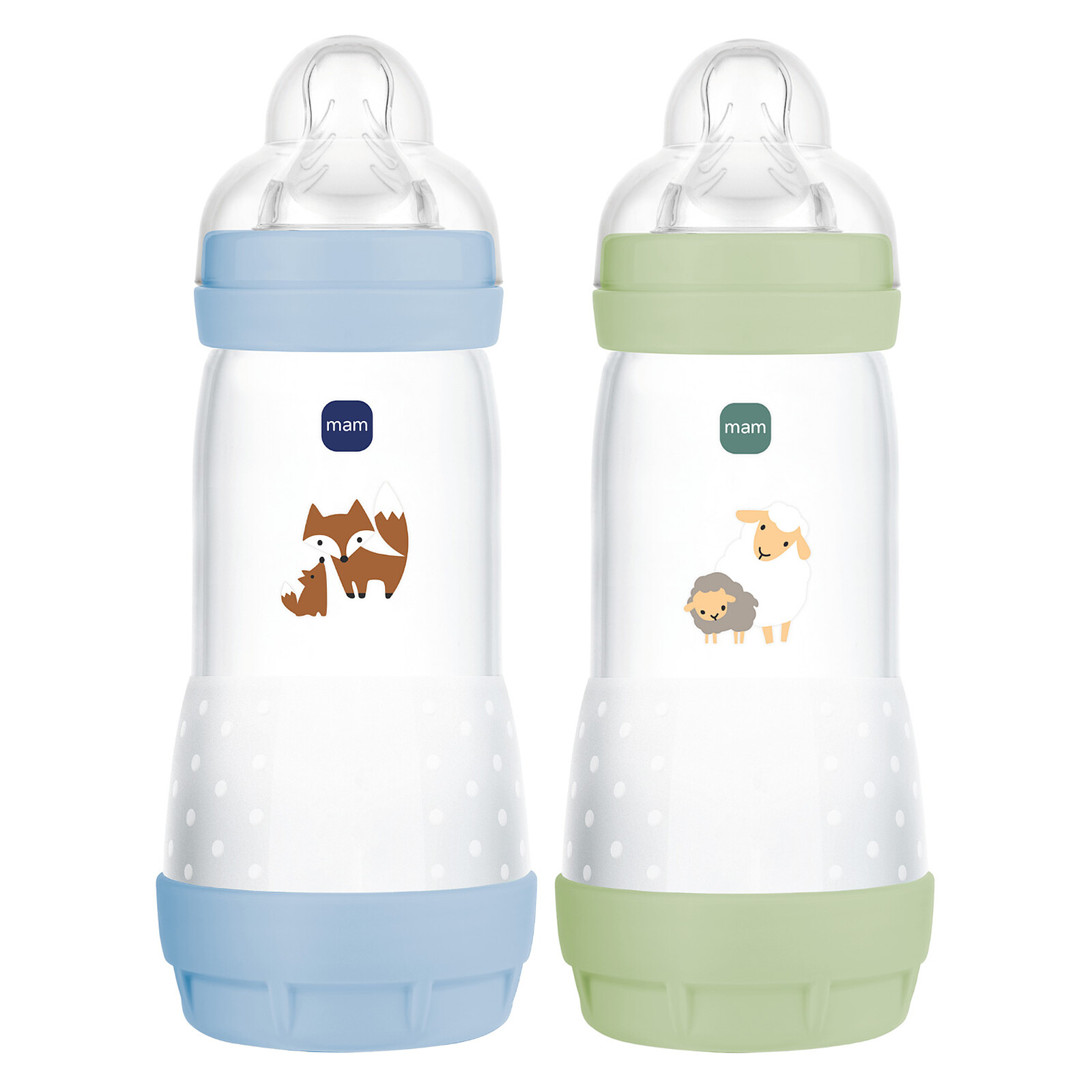 Lot de 2 Biberons Anti-coliques Easy Océan et Vert - 320 ml (Mam) - Couverture