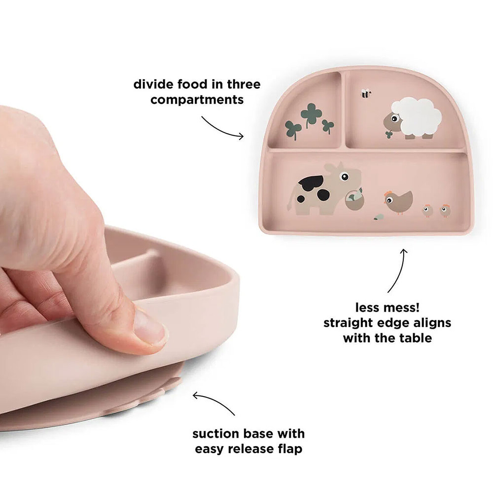 Assiette Stick & Stay Compartimentée - Tiny Farm Rose Done by Deer