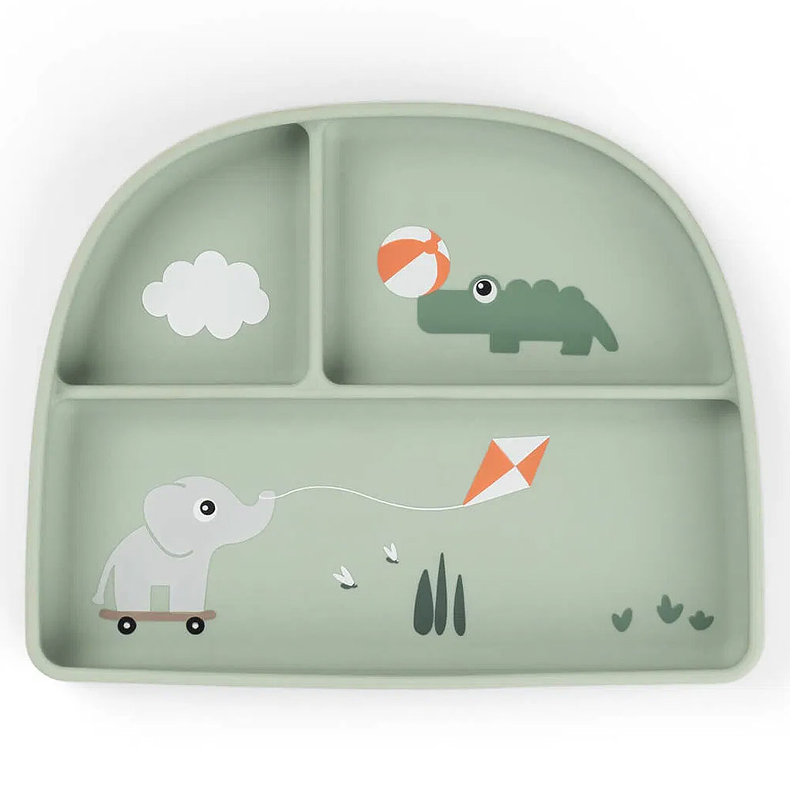 Assiette Stick & Stay Compartimentée - Playground Vert Done by Deer