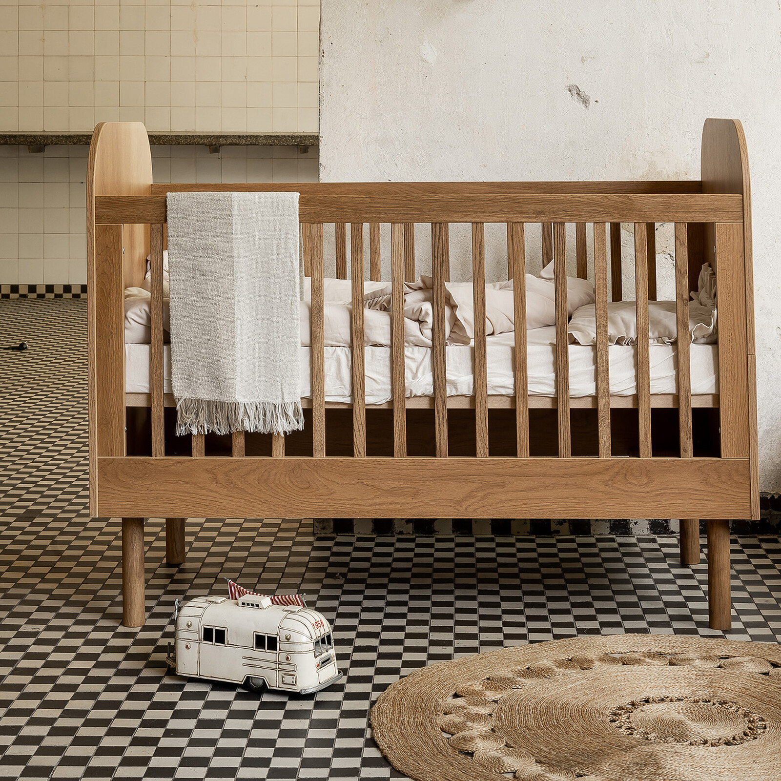 Lit Bébé Evolutif Tokyo Chêne Caramel - 140 x 70 cm Nina Bien