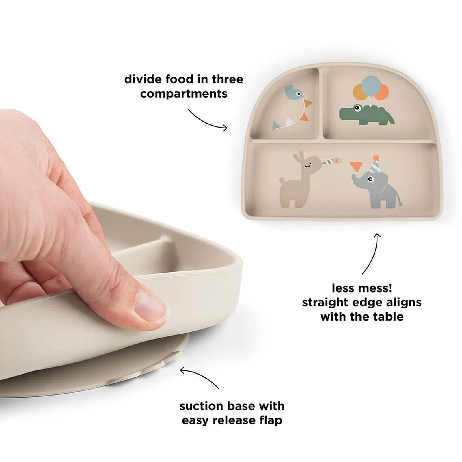 Assiette Stick & Stay Compartimentée - Celebration Sable Done by Deer