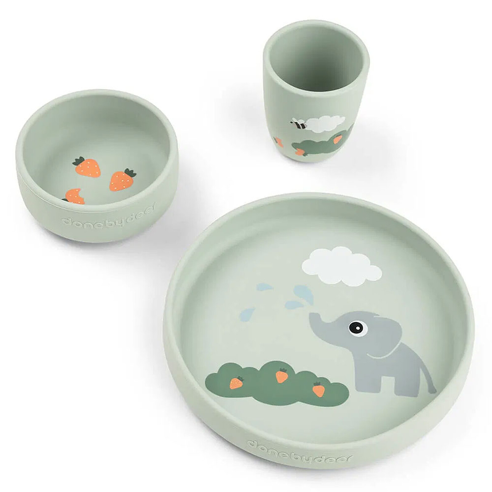 Coffret Repas 3 Pièces Stick & Stay - Elphee Vert Done by Deer