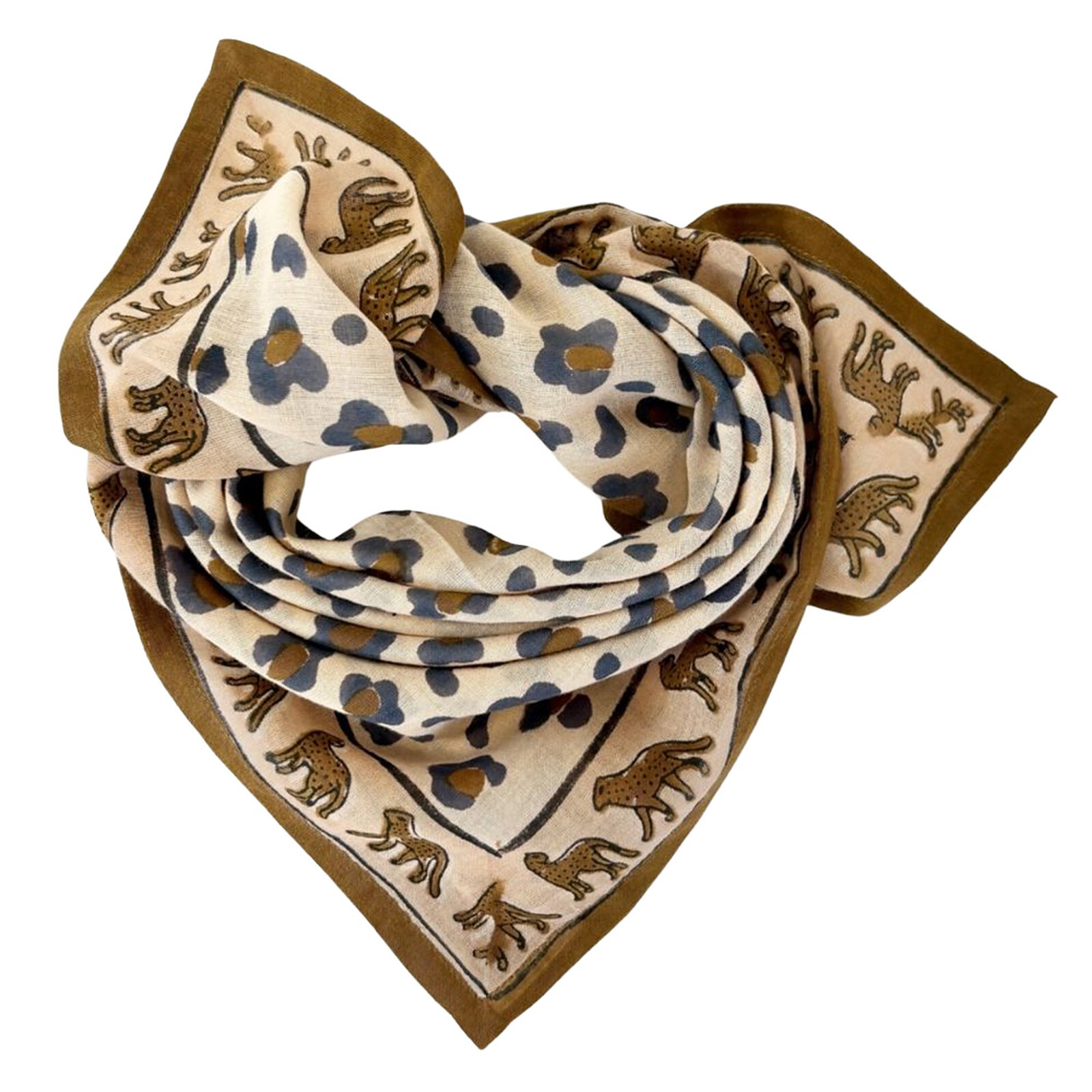 Small Foulard Dupitta Léopard - Macadamia Apaches
